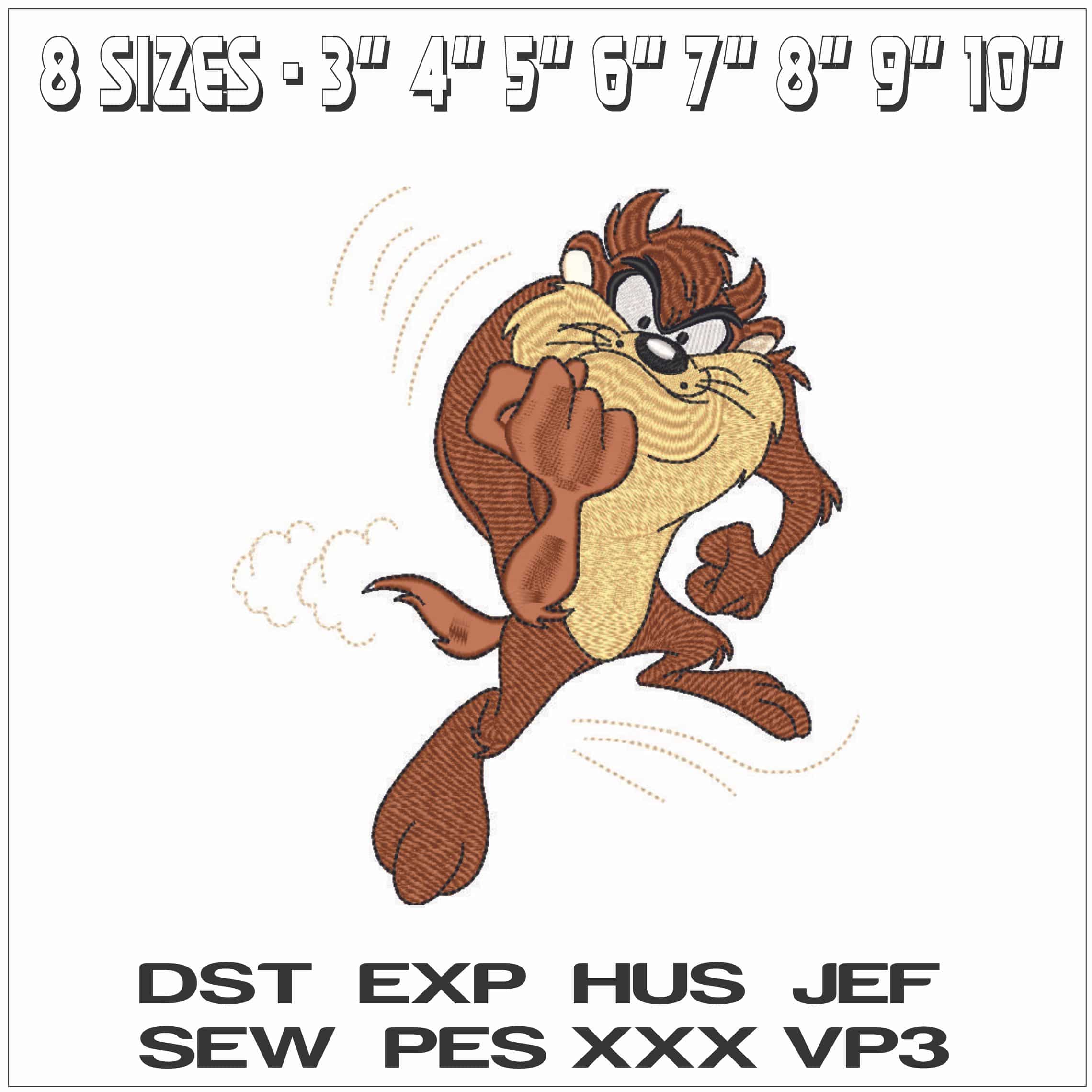 Taz Ready to Fight - Looney Tunes-Elegant embroidery design file - instant download — view 2