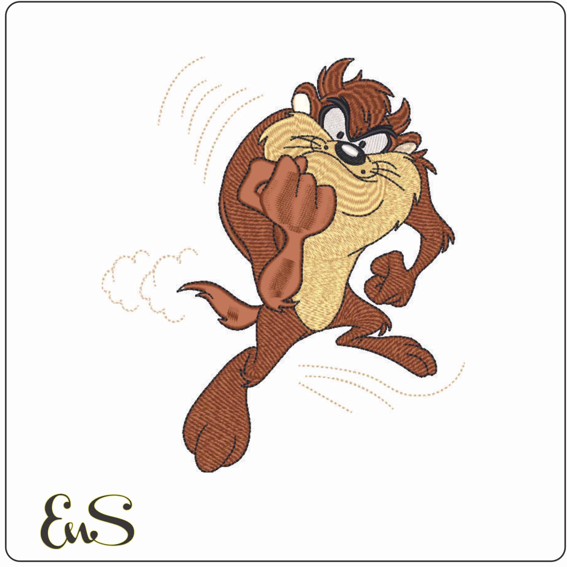 Taz Ready to Fight - Looney Tunes-Elegant embroidery design file - instant download