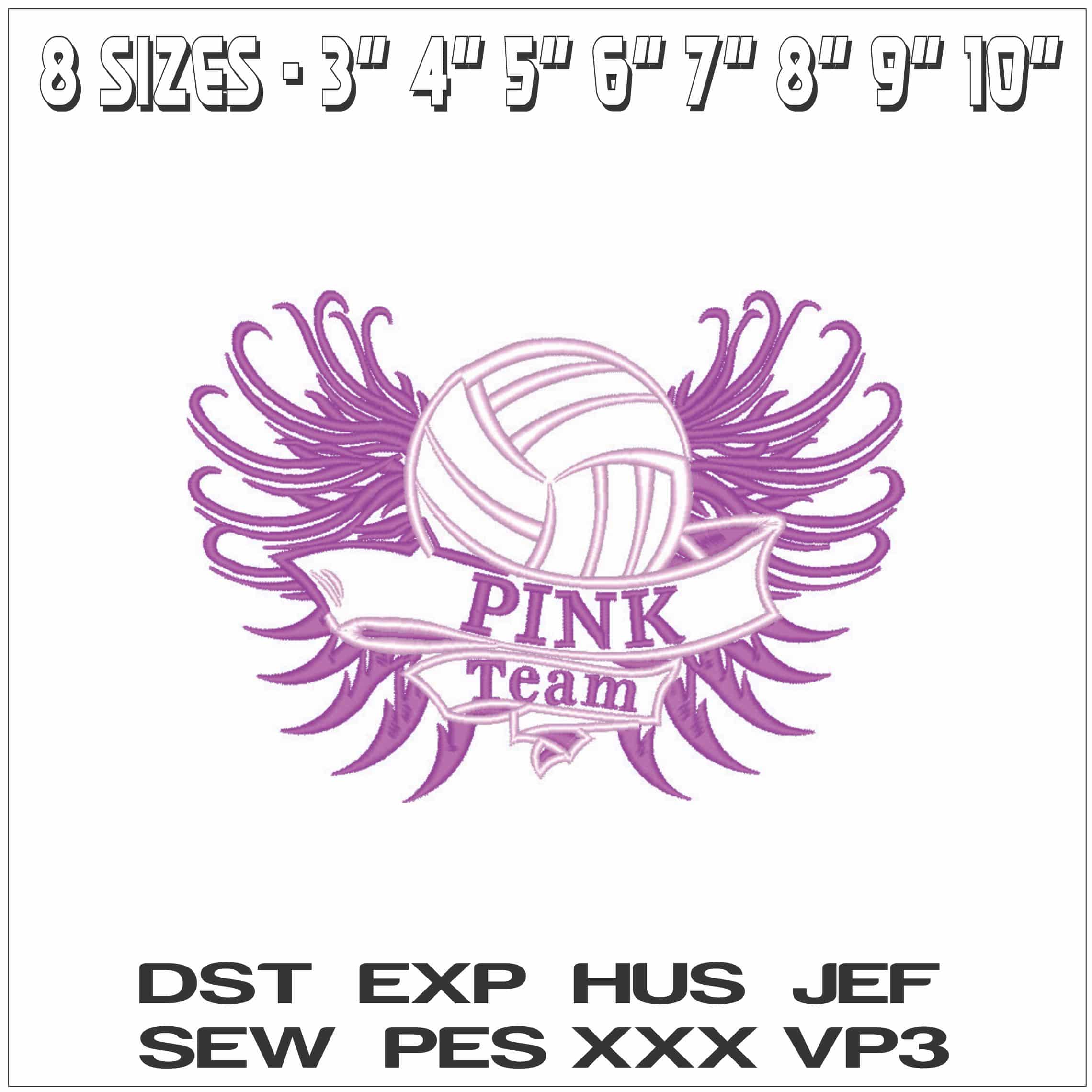 Team Pink Basketball-Elegant embroidery design file - instant download — view 2