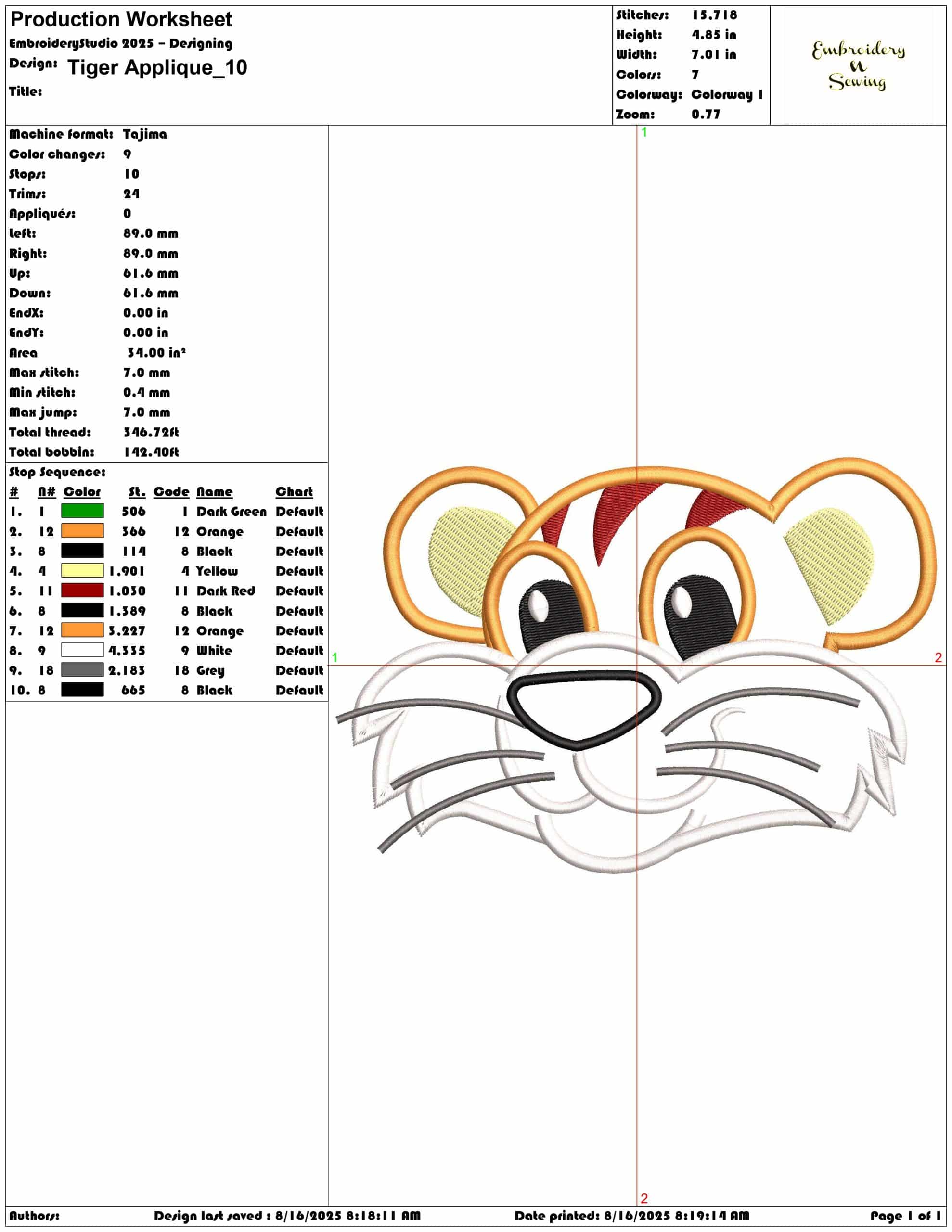 Tiger Applique-Elegant embroidery design file - instant download — view 3