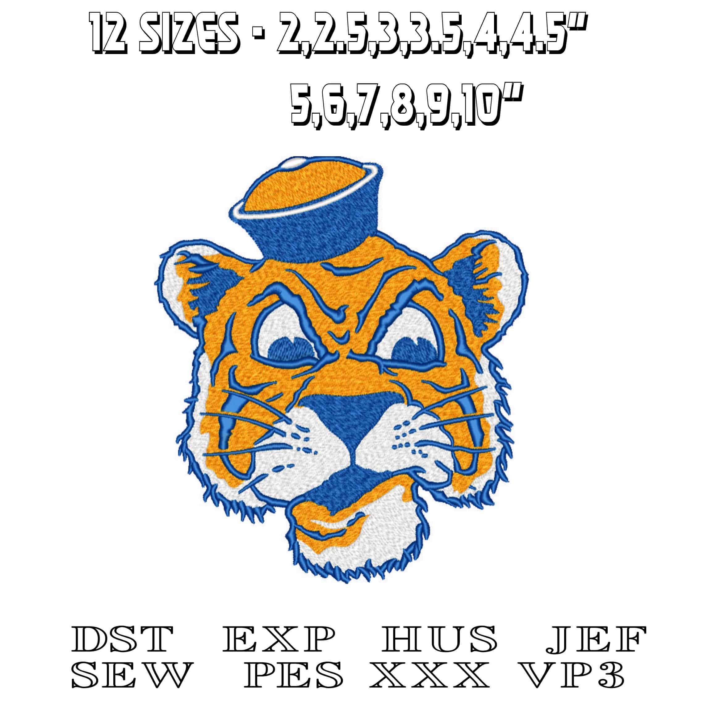 Tiger face design NO NAME - Sports Logo Elegant embroidery design file - instant download — view 2