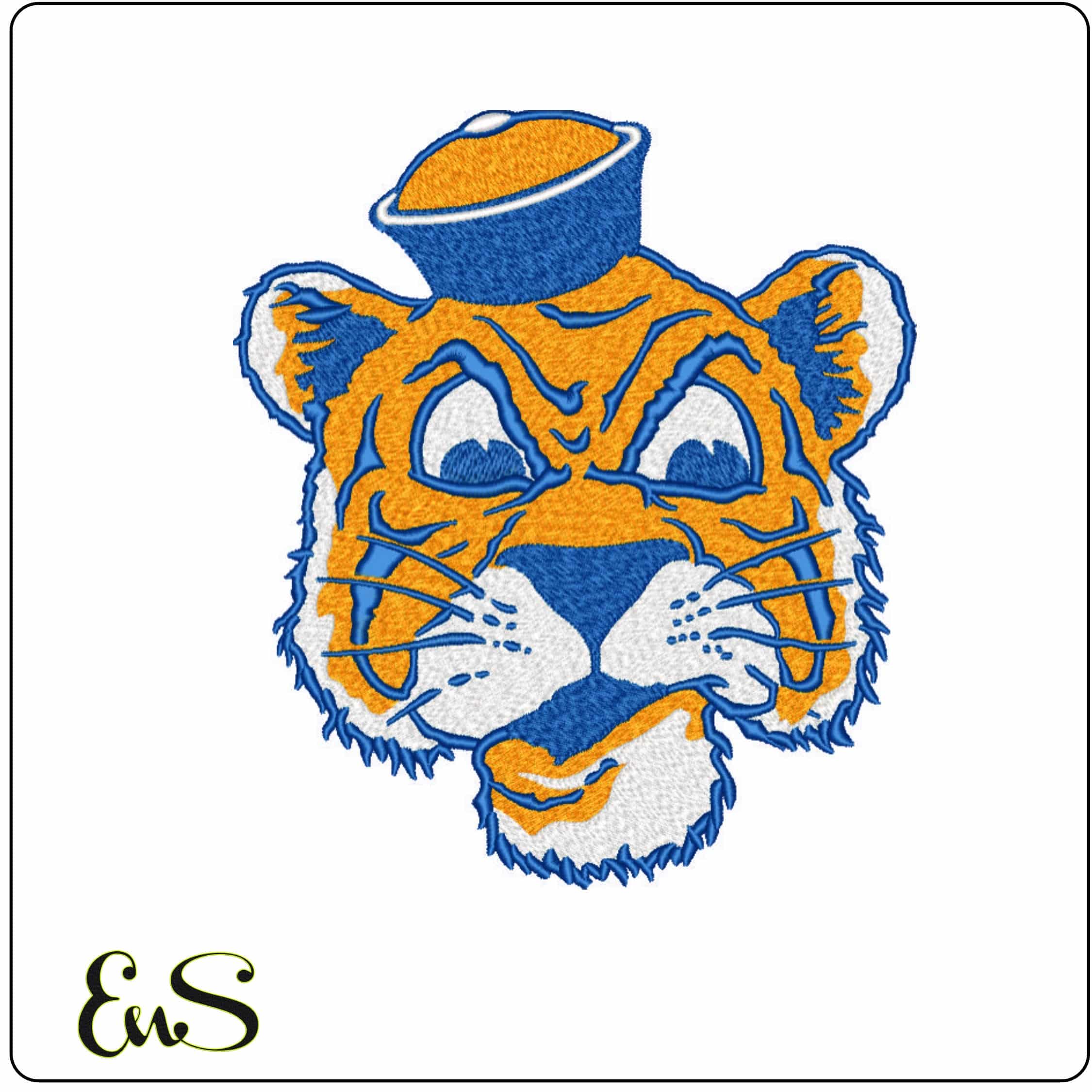 Tiger face design NO NAME - Sports Logo Elegant embroidery design file - instant download