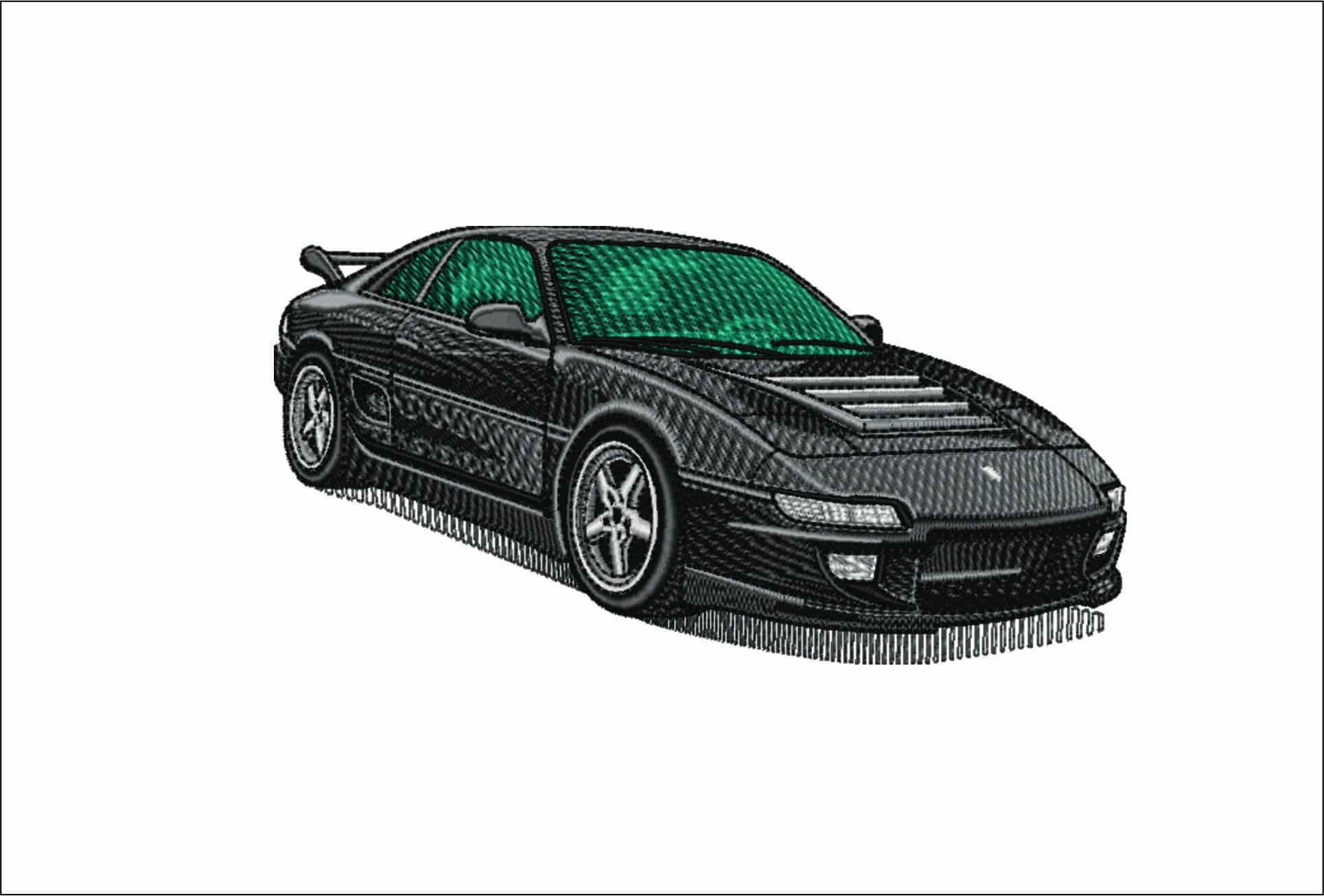 Toyota MR2 1991 in Black-Elegant embroidery design file - instant download