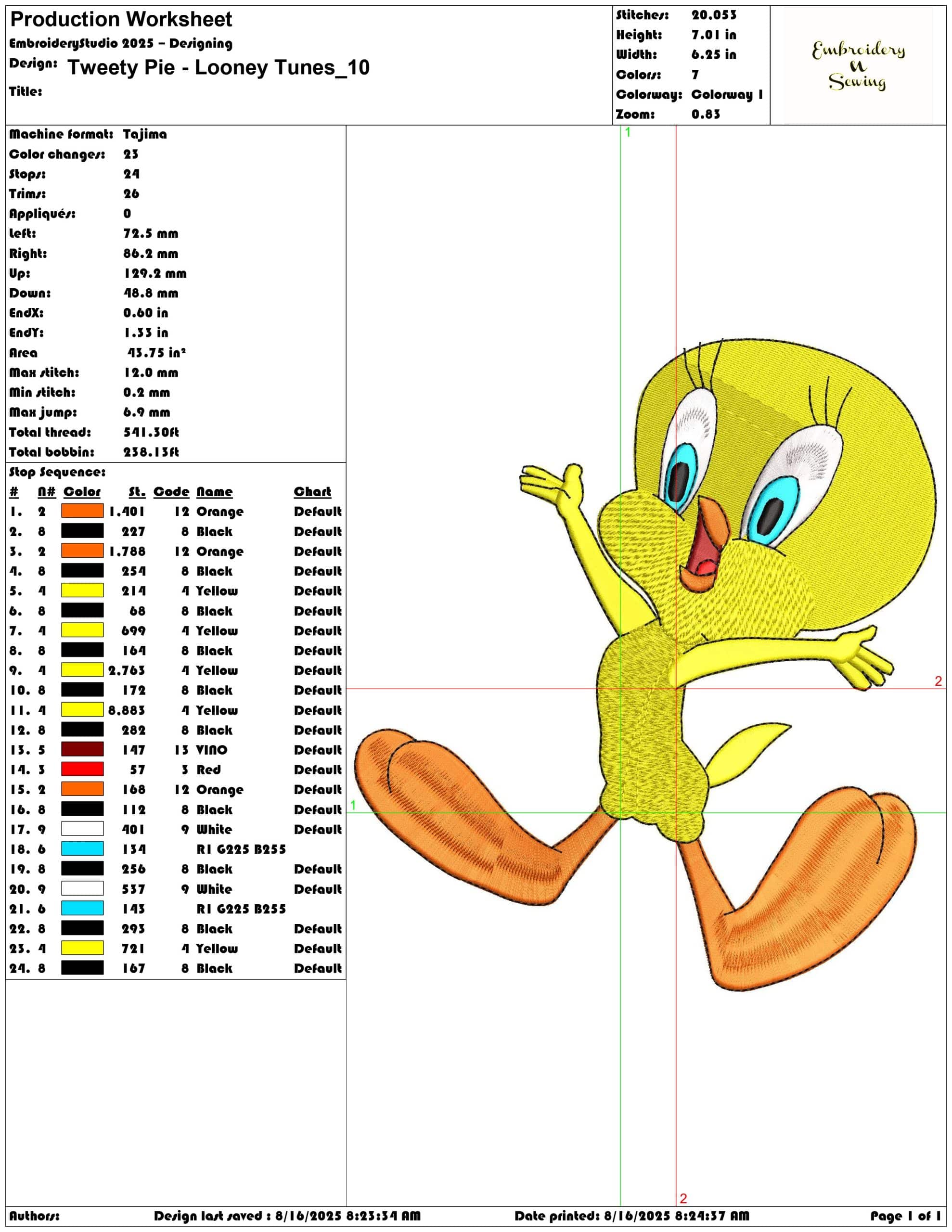 Tweety Pie - Looney Tunes-Elegant embroidery design file - instant download — view 3