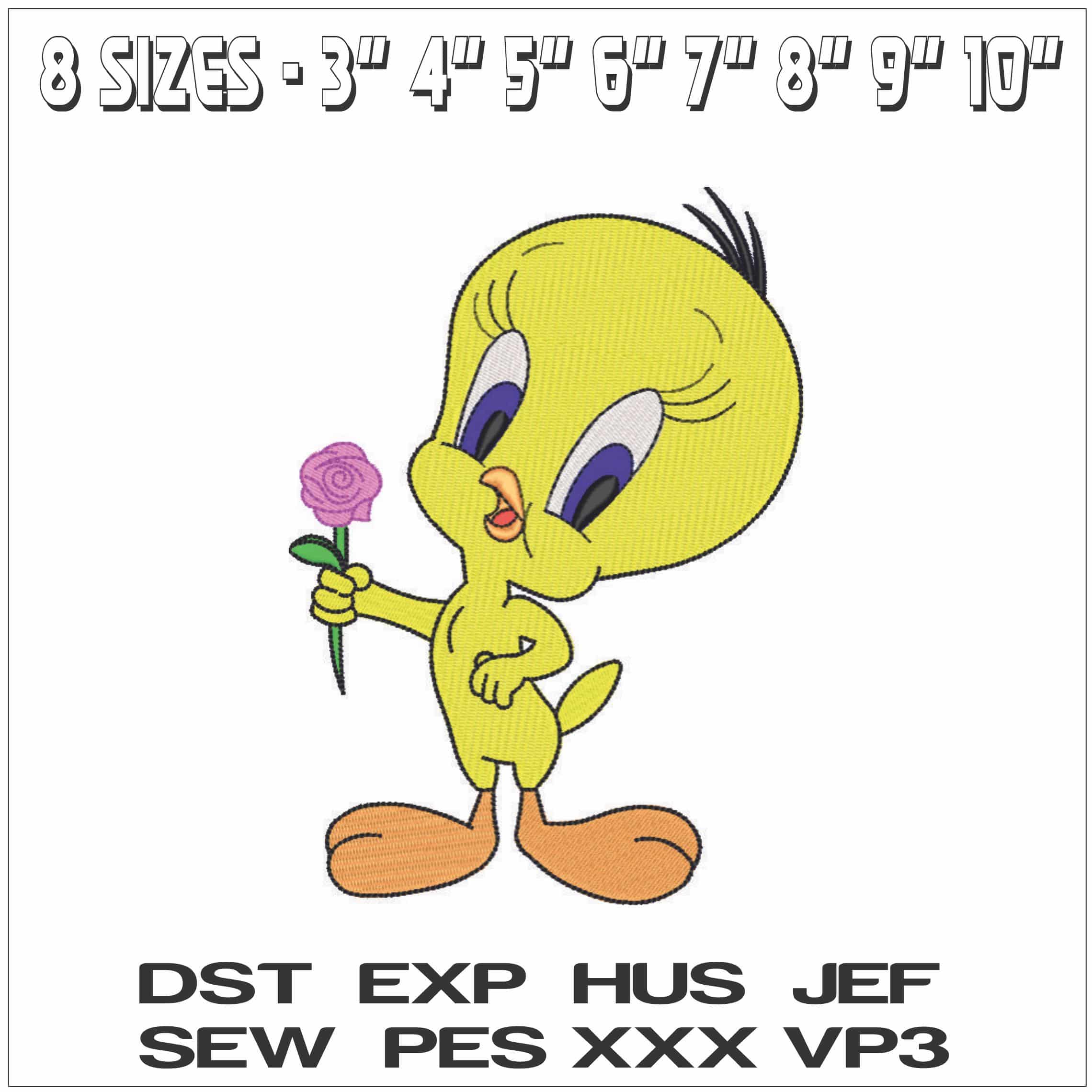 Tweety with Flower-Elegant embroidery design file - instant download — view 2