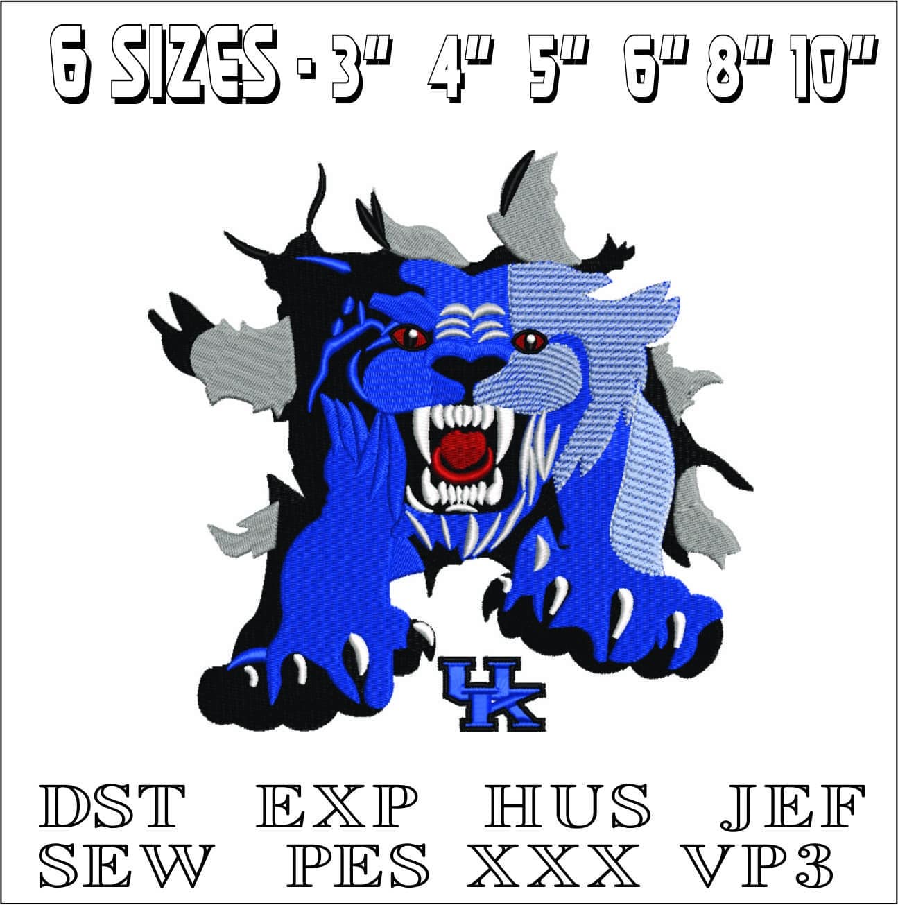 University Kentucky Wildcats Breakthrough-Elegant embroidery design file - instant download — view 2