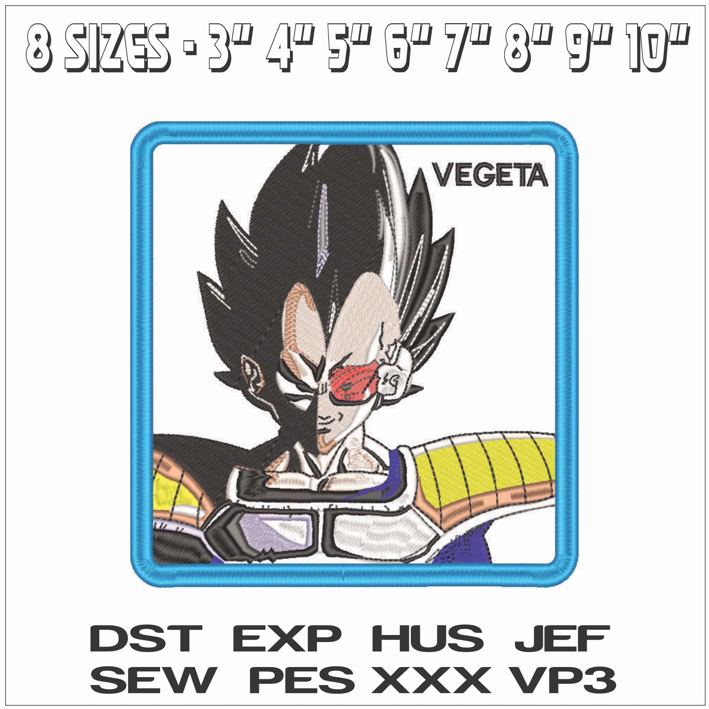 Vegata ready for battle in frame - Anime-Elegant embroidery design file - instant download — view 2