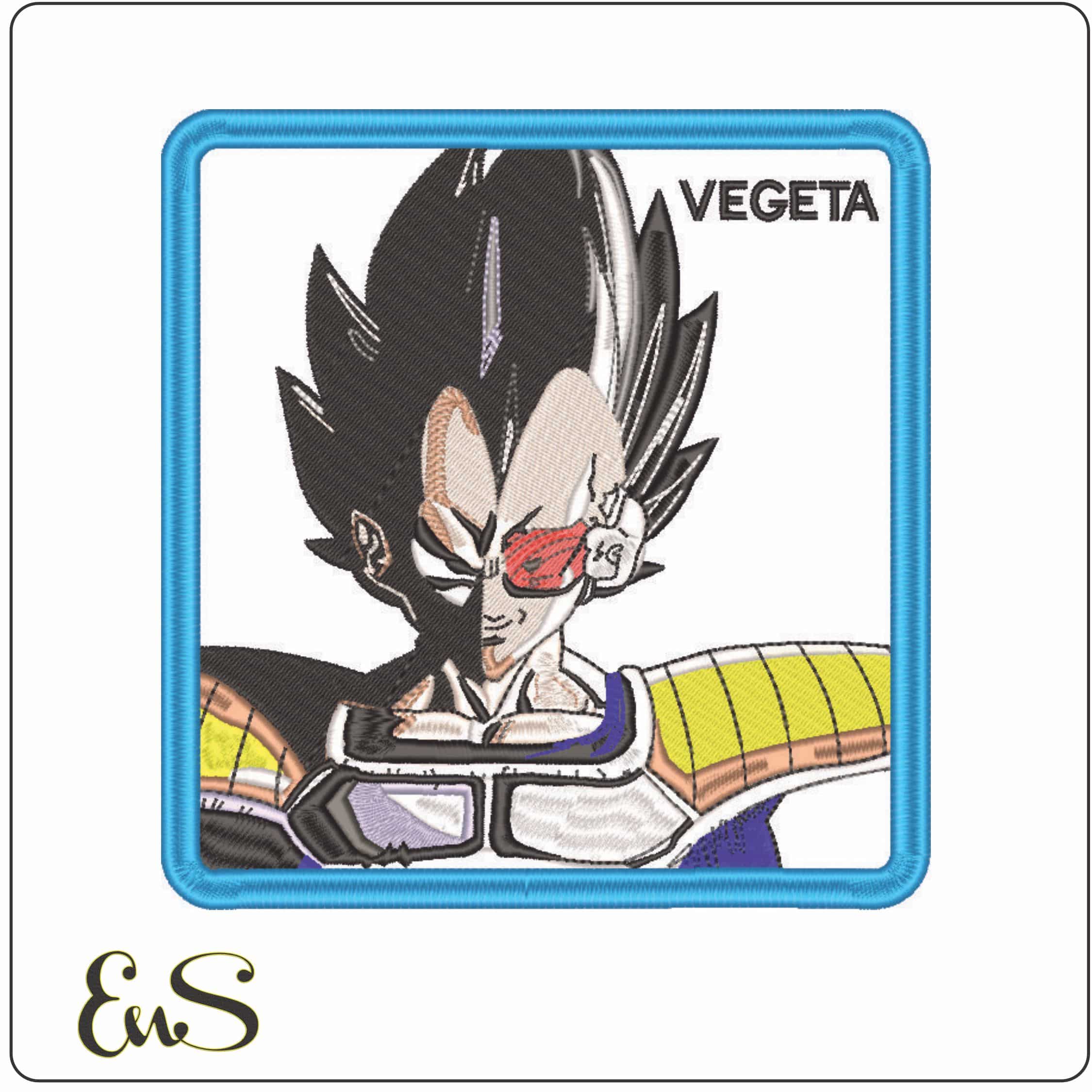 Vegata ready for battle in frame - Anime-Elegant embroidery design file - instant download