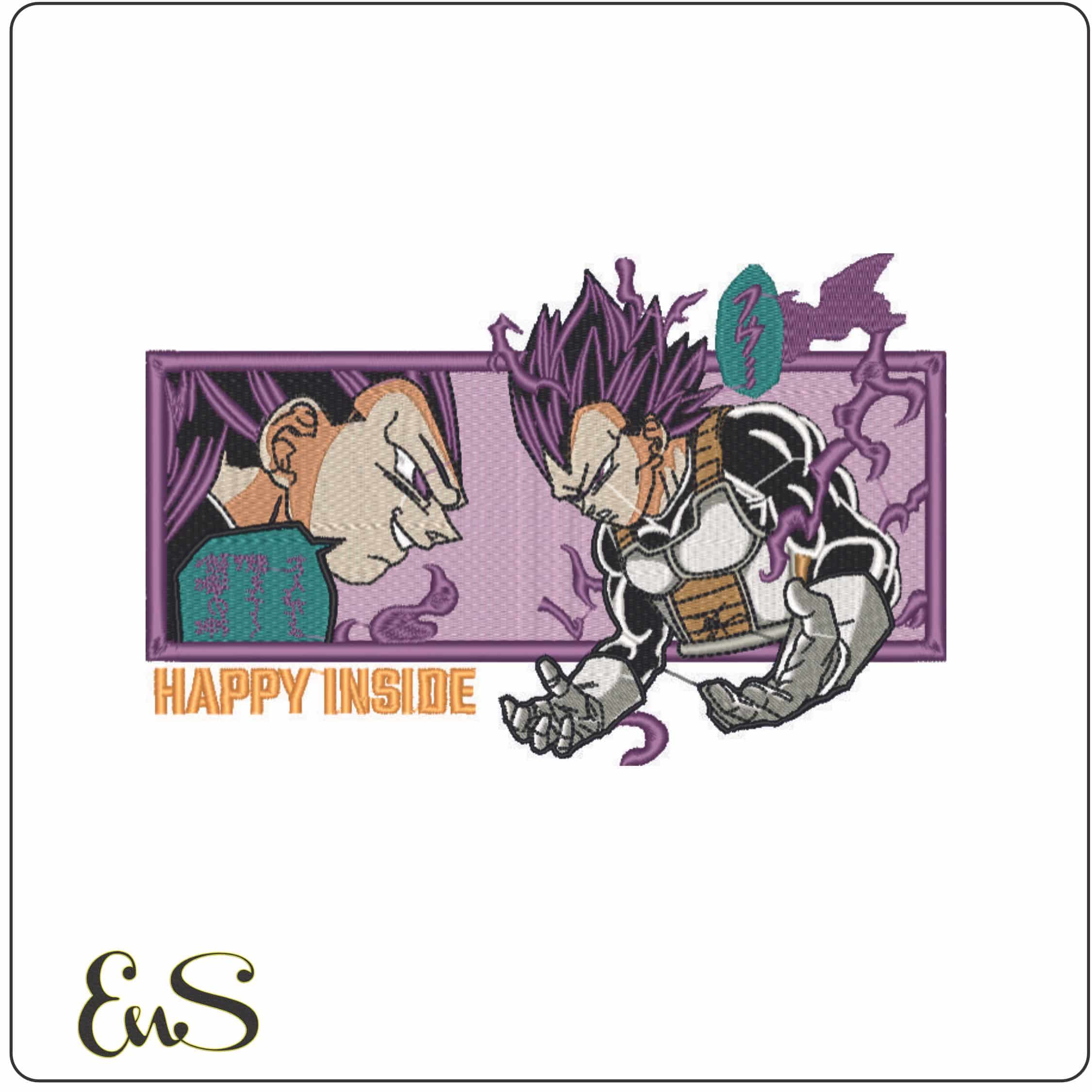 VEGETA HAPPY INSIDE-Elegant embroidery design file - instant download