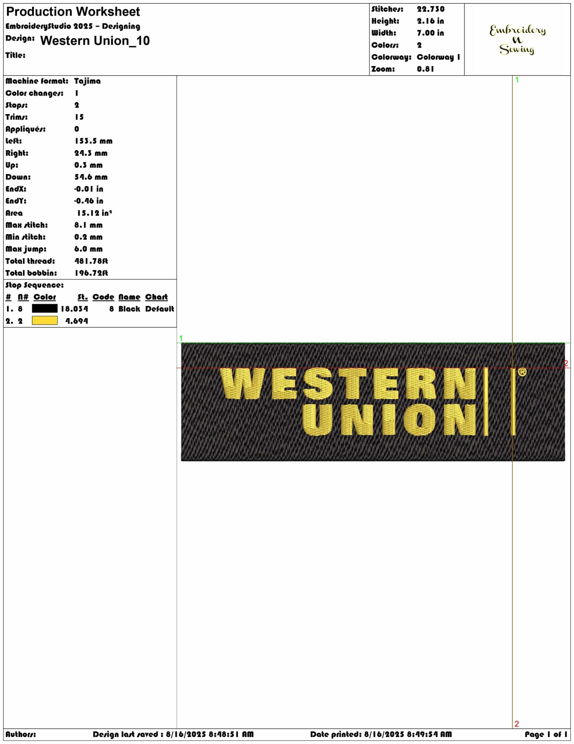 Western Union-Elegant embroidery design file - instant download — view 3