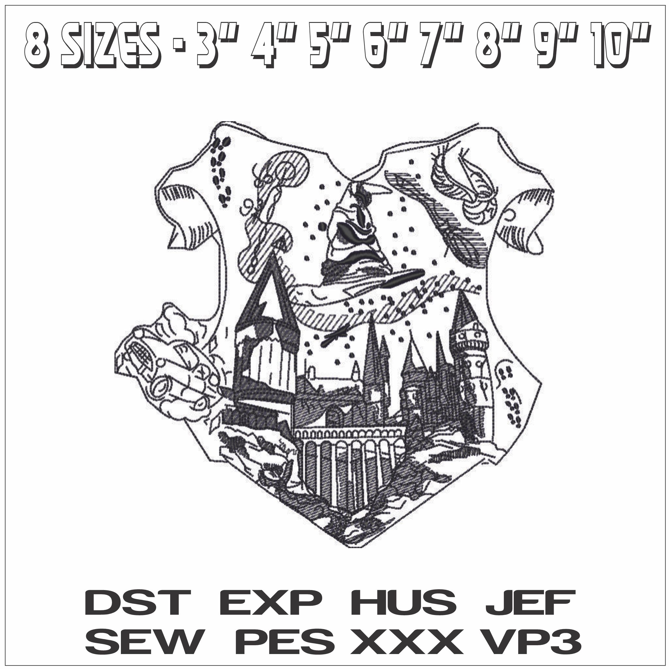 Wizard Hat on Spell Books-Elegant embroidery design file - instant download — view 2