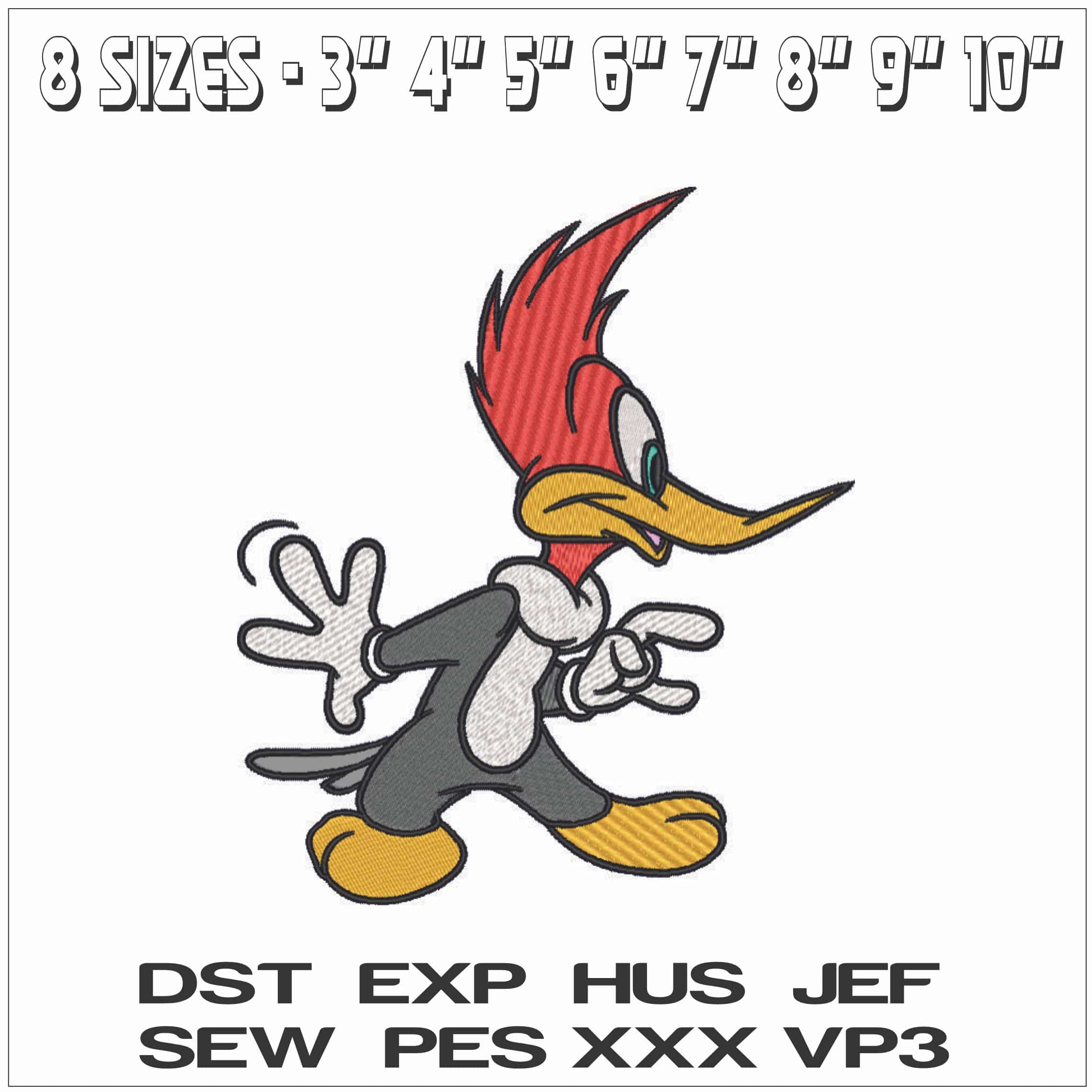 Woody Woodpecker-Elegant embroidery design file - instant download — view 2