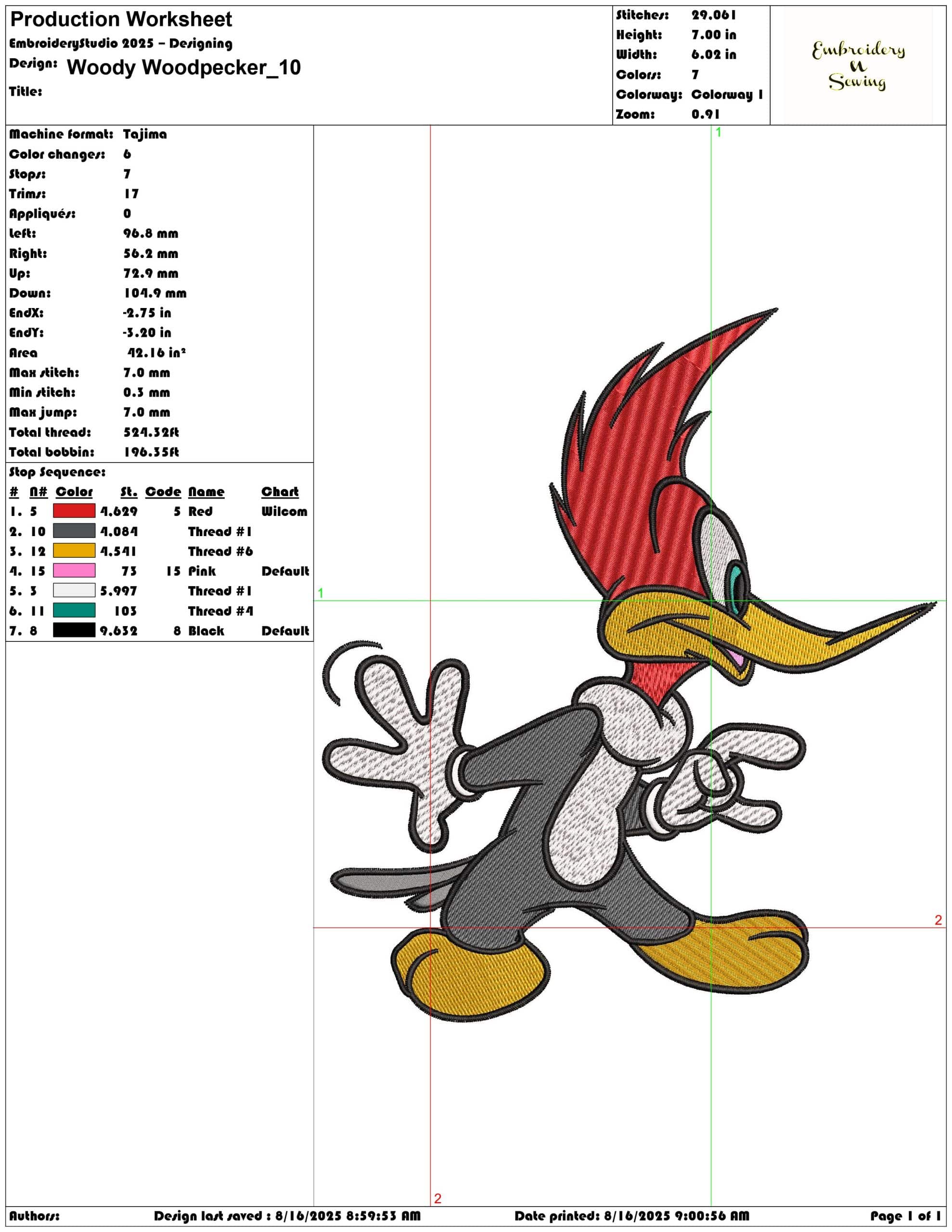 Woody Woodpecker-Elegant embroidery design file - instant download — view 3
