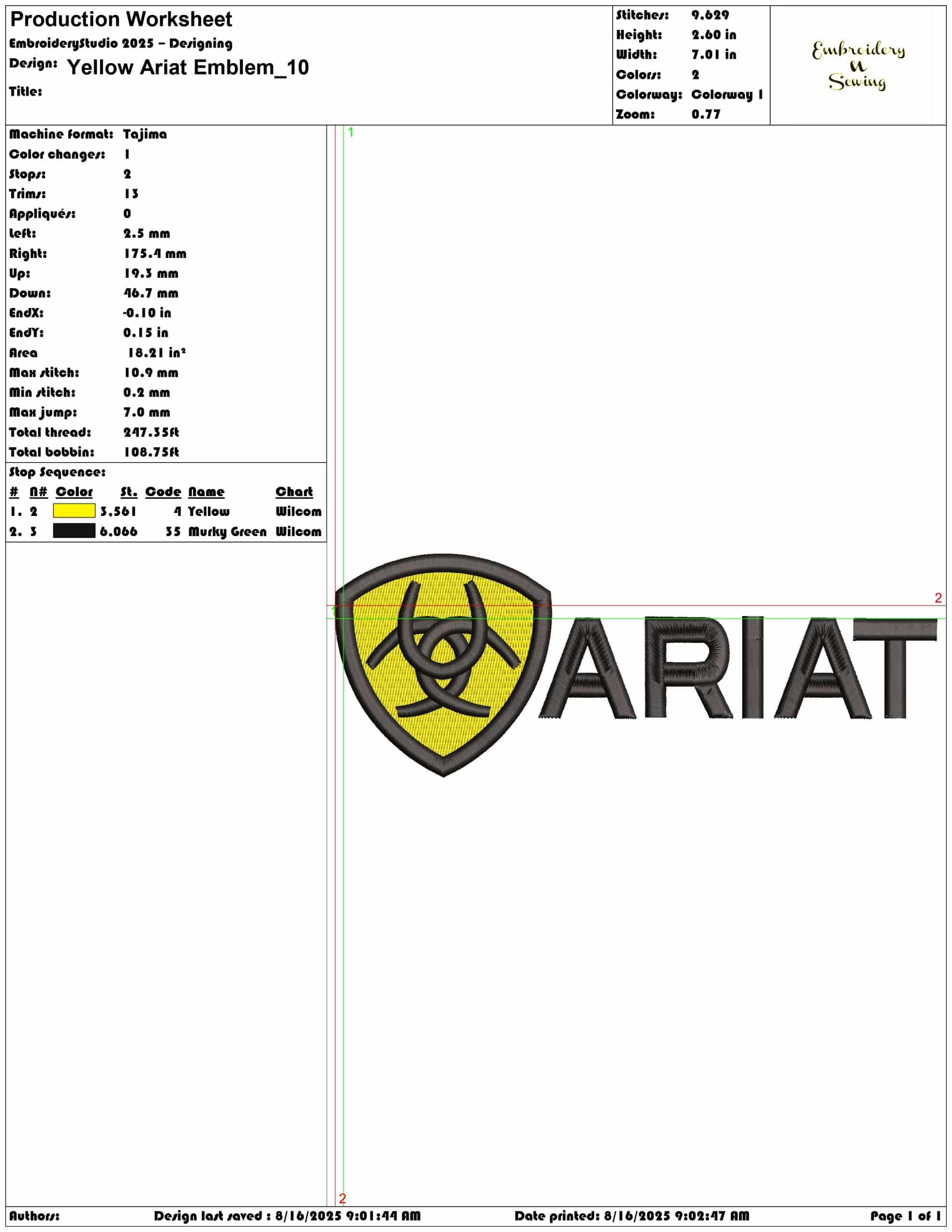 Yellow Ariat Emblem-Elegant embroidery design file - instant download — view 3