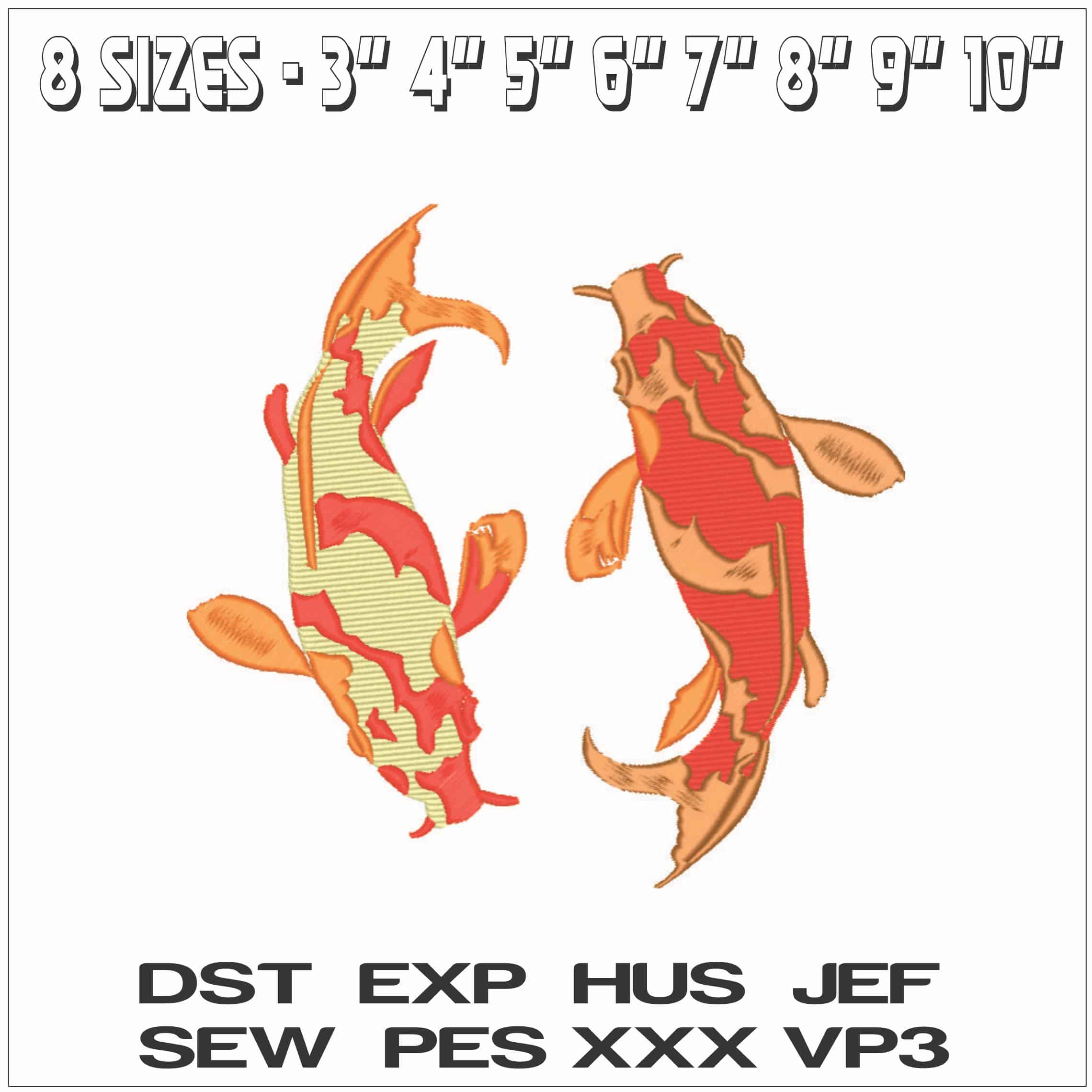 Ying Yang Koi-Elegant embroidery design file - instant download — view 2