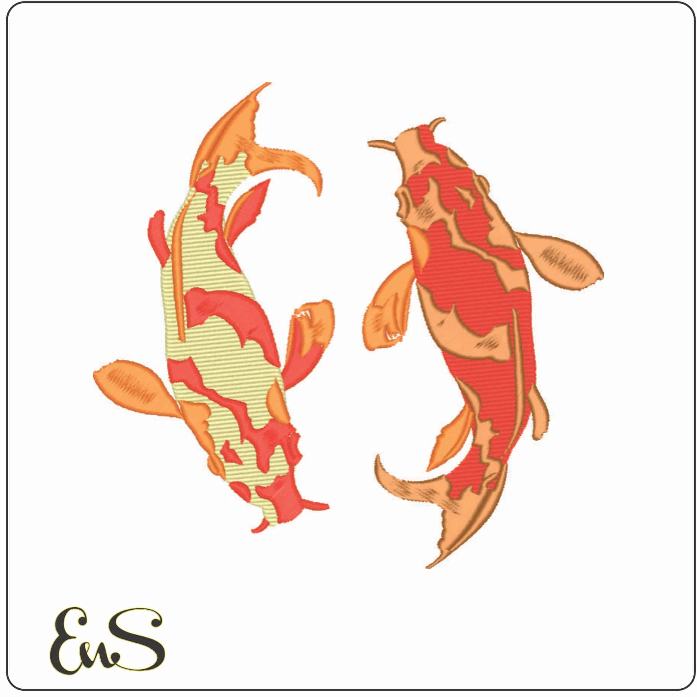 Ying Yang Koi-Elegant embroidery design file - instant download
