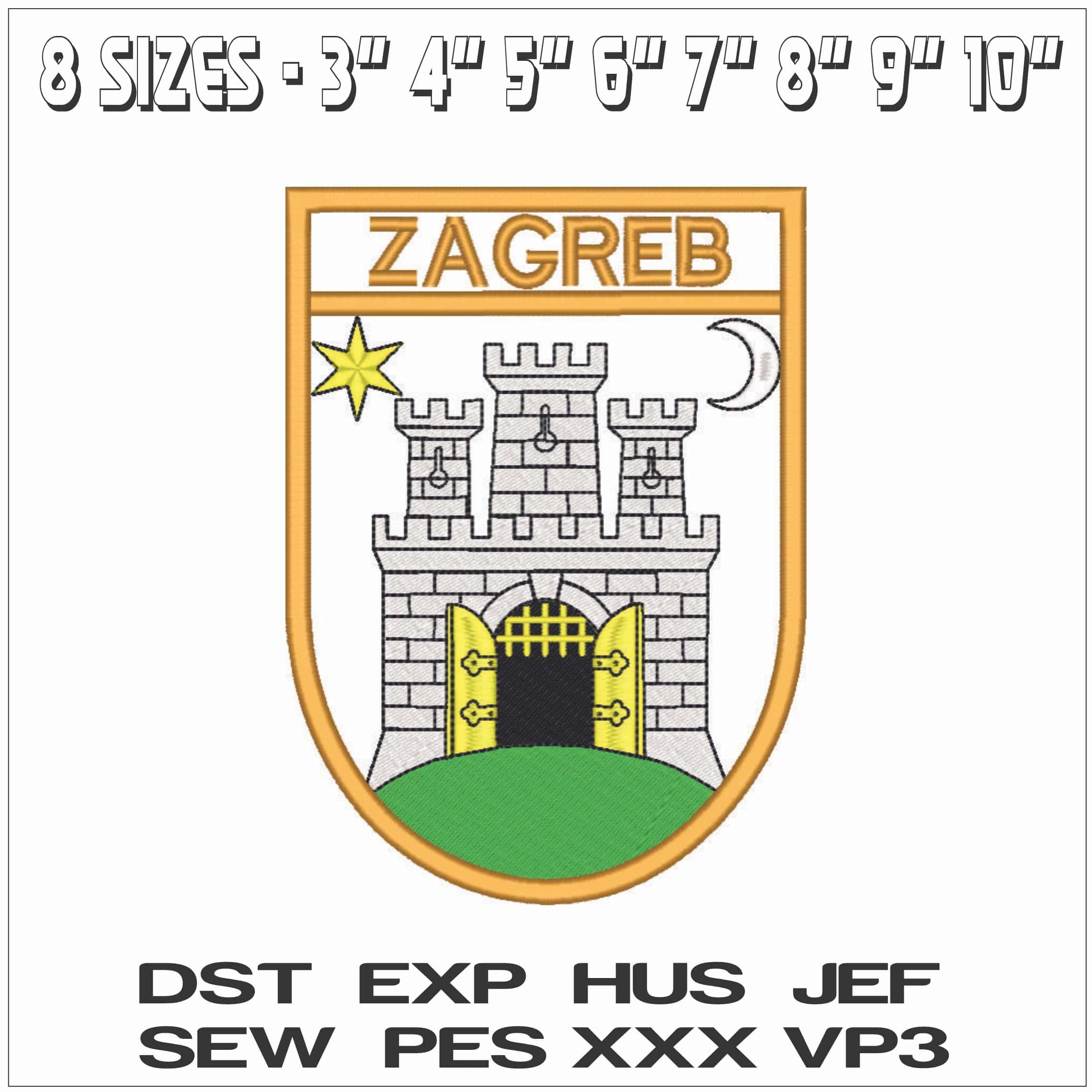 Zagreb Coat of Arms-Elegant embroidery design file - instant download — view 2