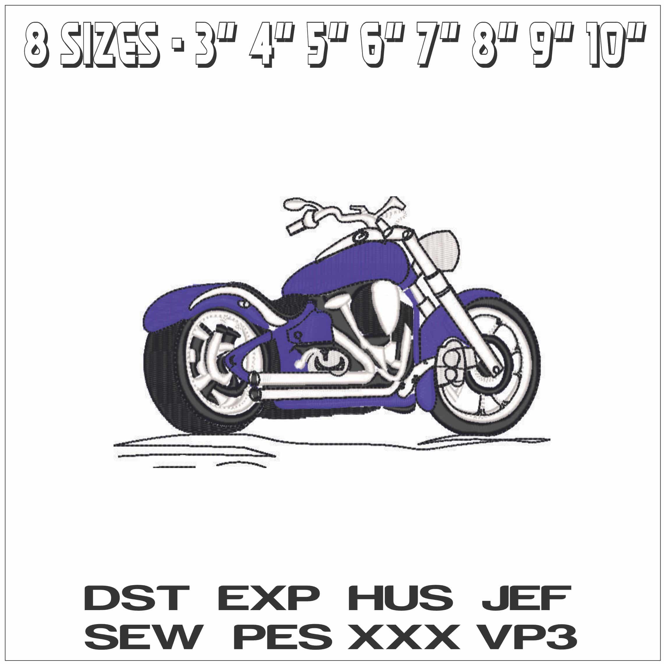 Basic Chooper Motorcycle-Elegant embroidery design file - instant download — view 2