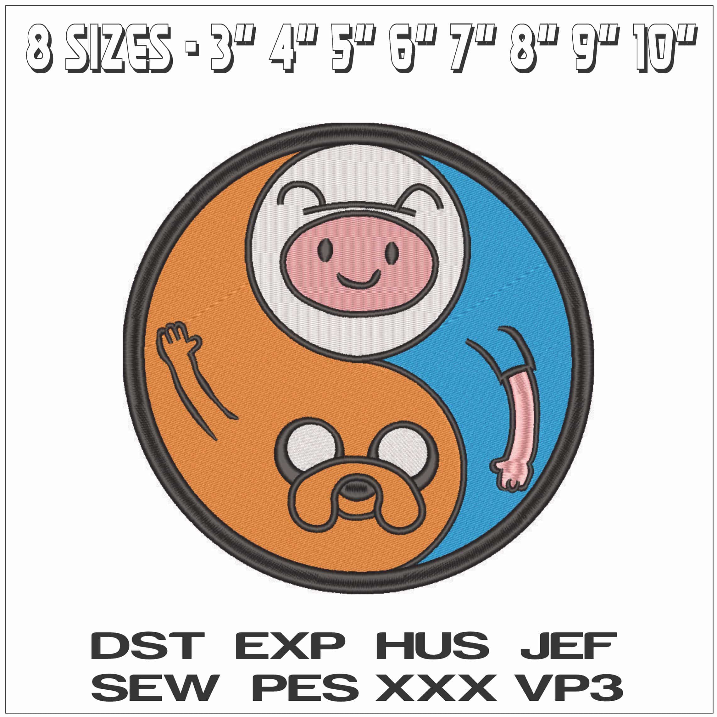 Adventure Time Ying and Yang-Elegant embroidery design file - instant download — view 2