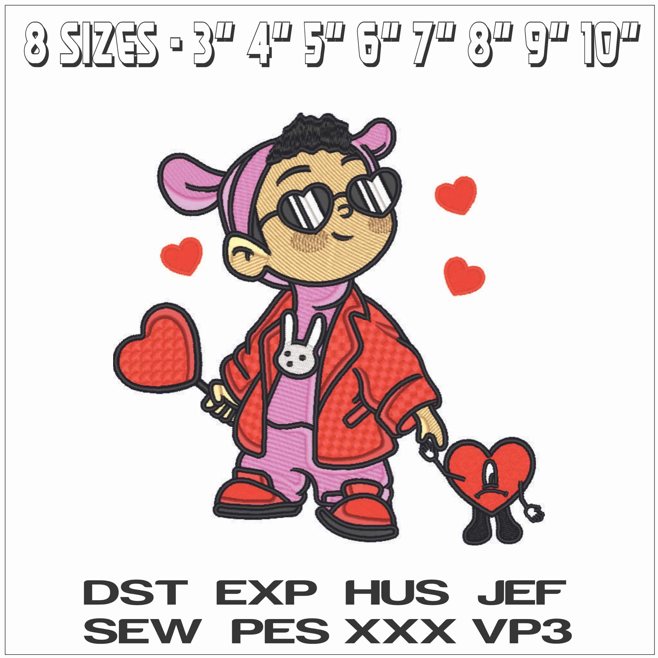 Bad Bunny - Puerto Rican Rapper-Elegant embroidery design file - instant download — view 2