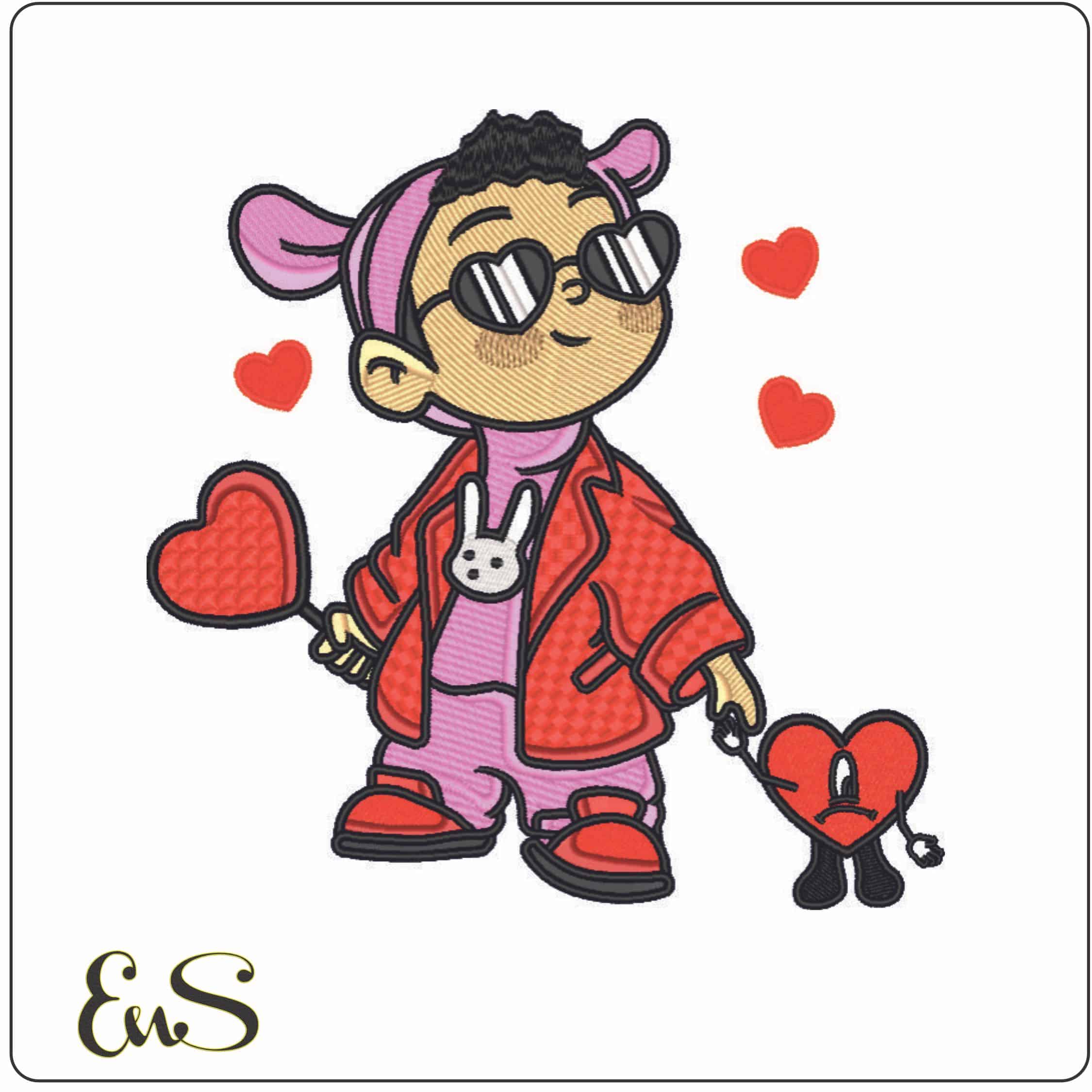 Bad Bunny - Puerto Rican Rapper-Elegant embroidery design file - instant download