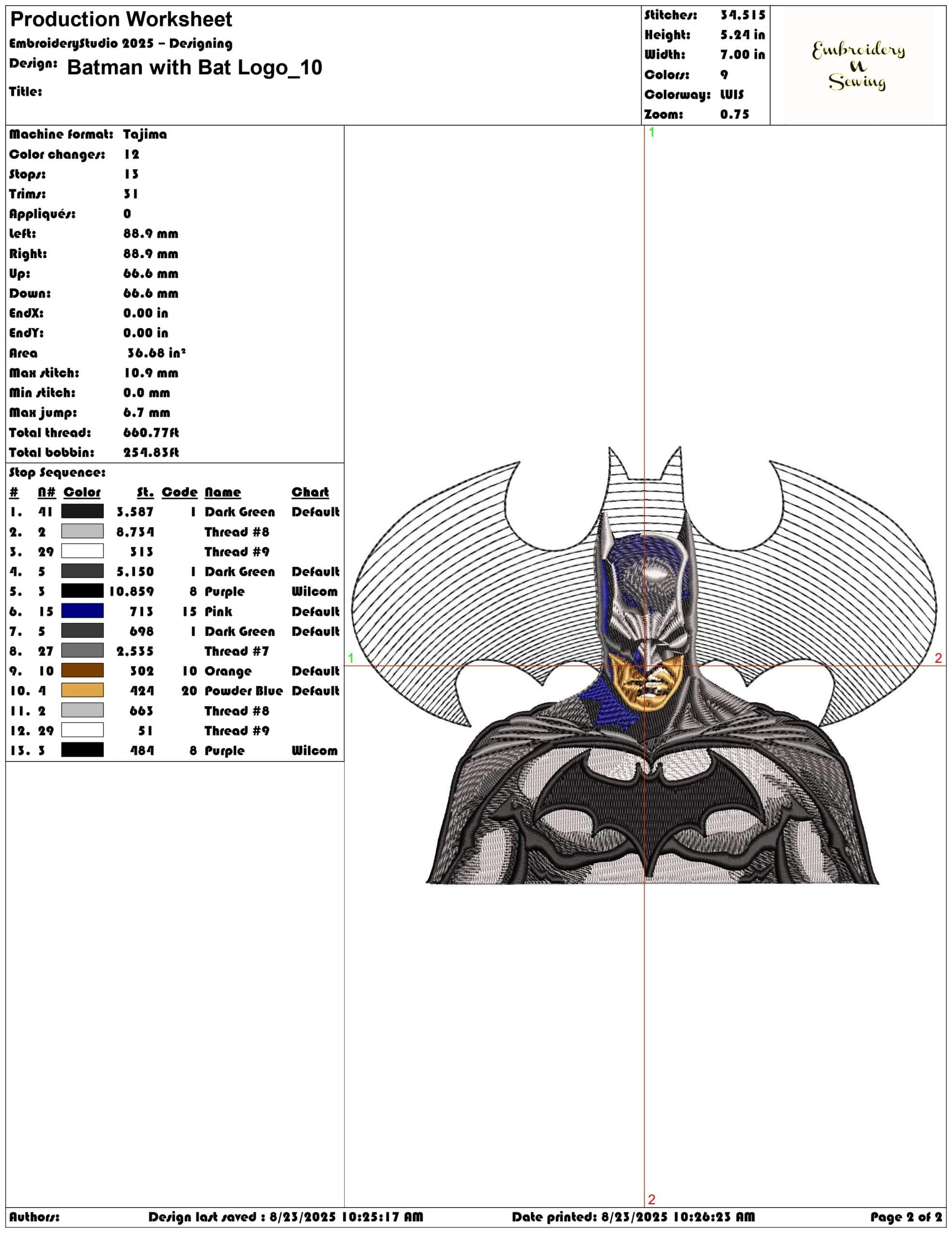 Batman with Bat Logo-Elegant embroidery design file - instant download — view 3