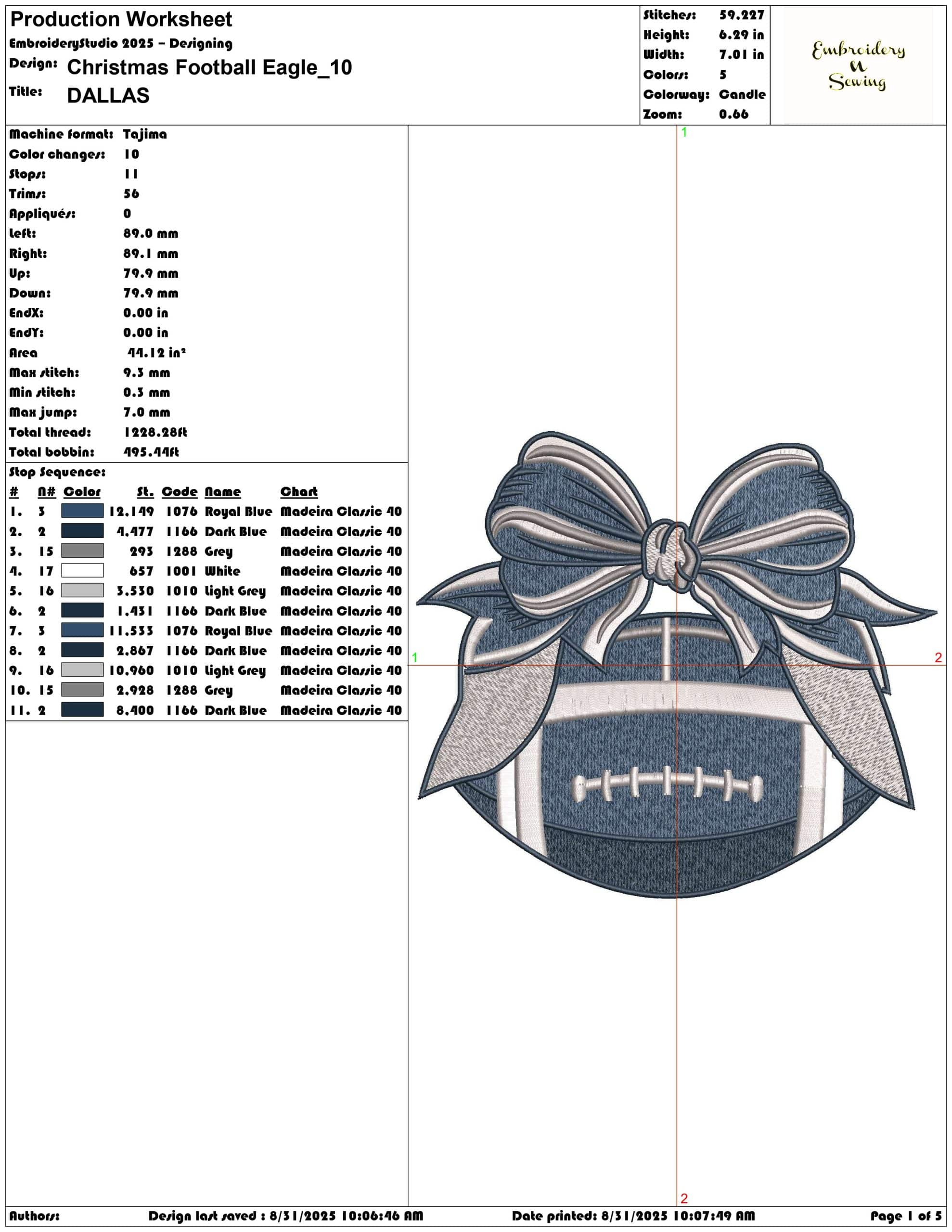 Christmas Football Eagle-Elegant embroidery design file - instant download — view 3