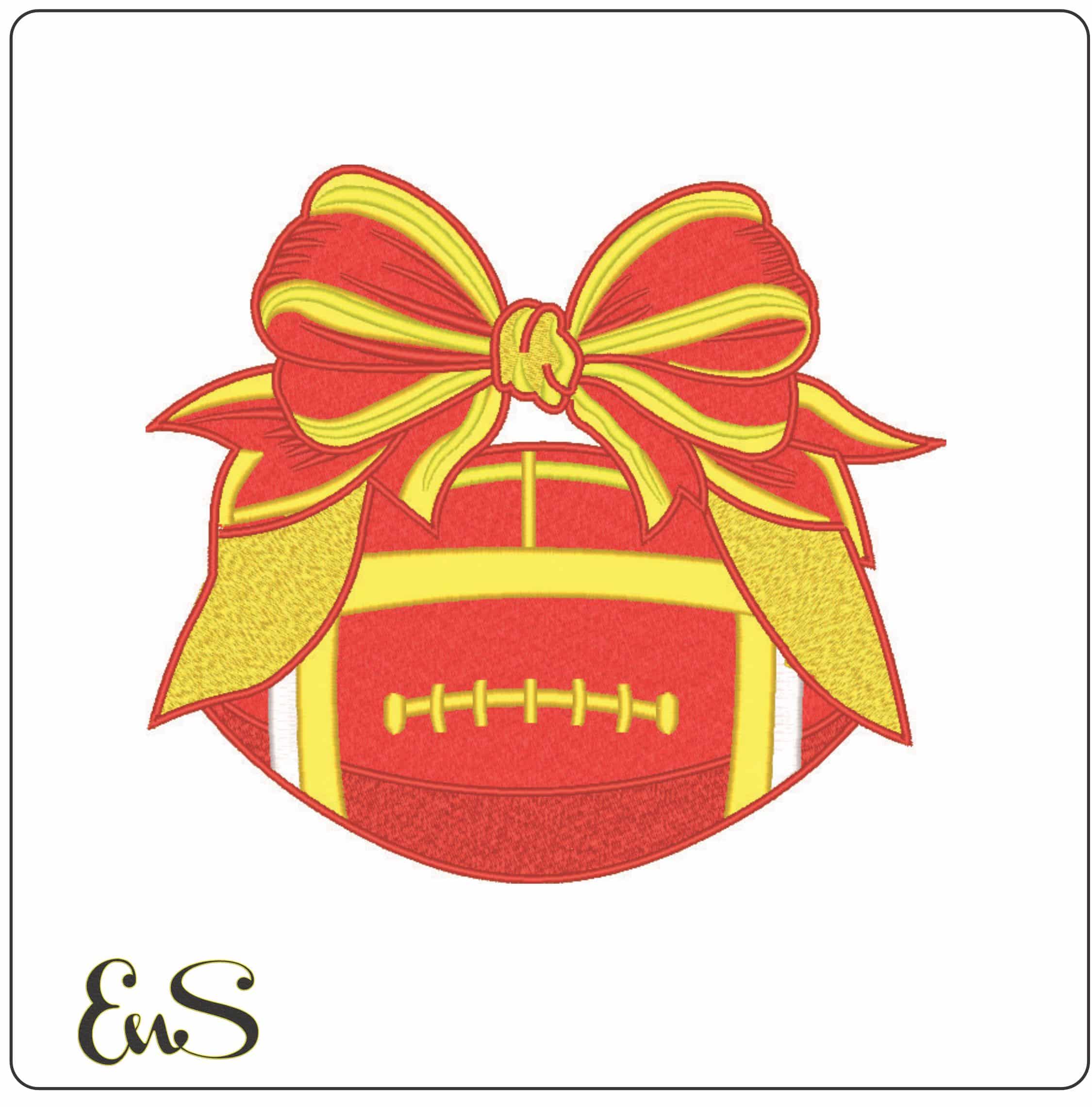 Christmas Football Red Yellow-Elegant embroidery design file - instant download