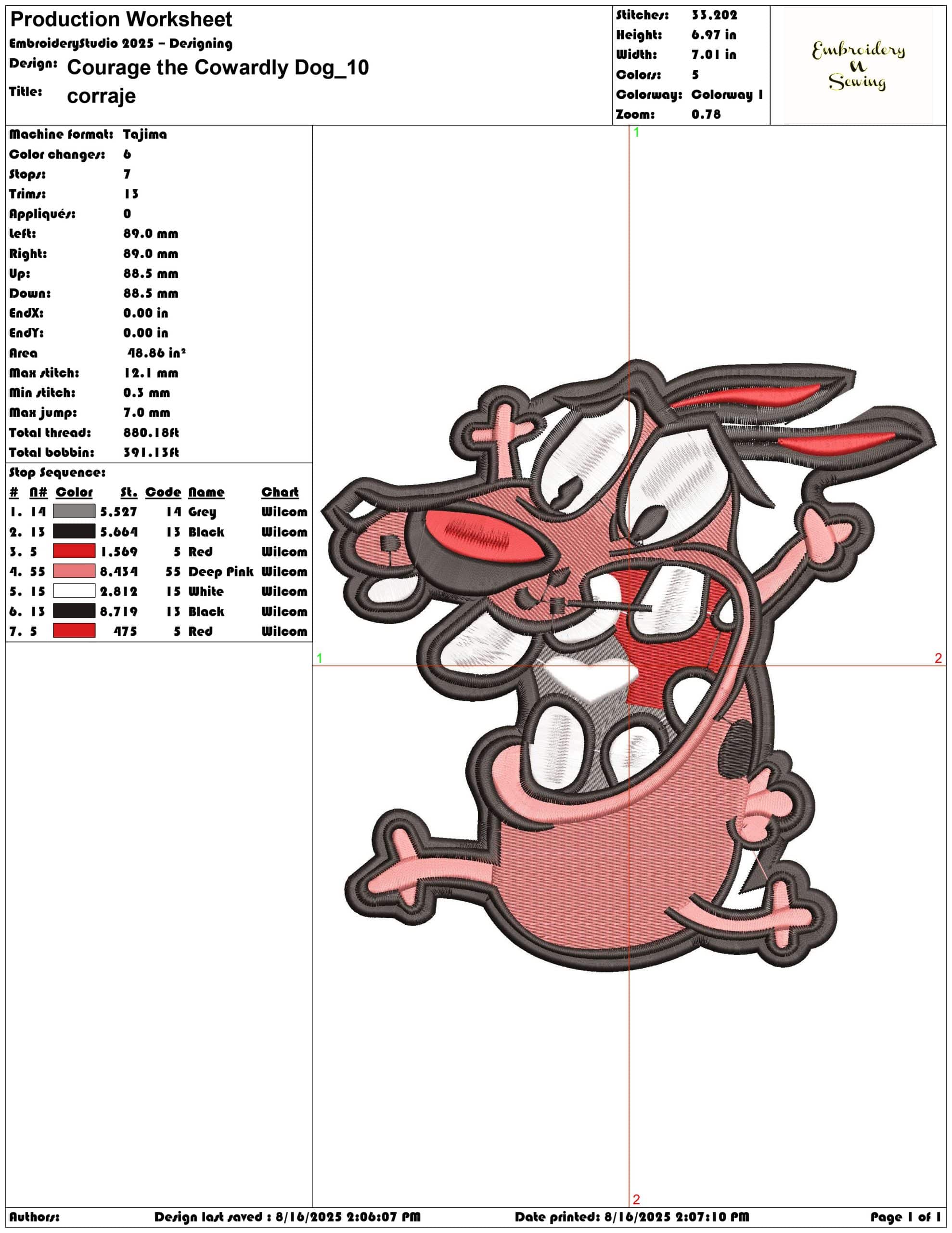 Courage the Cowardly Dog-Elegant embroidery design file - instant download — view 3
