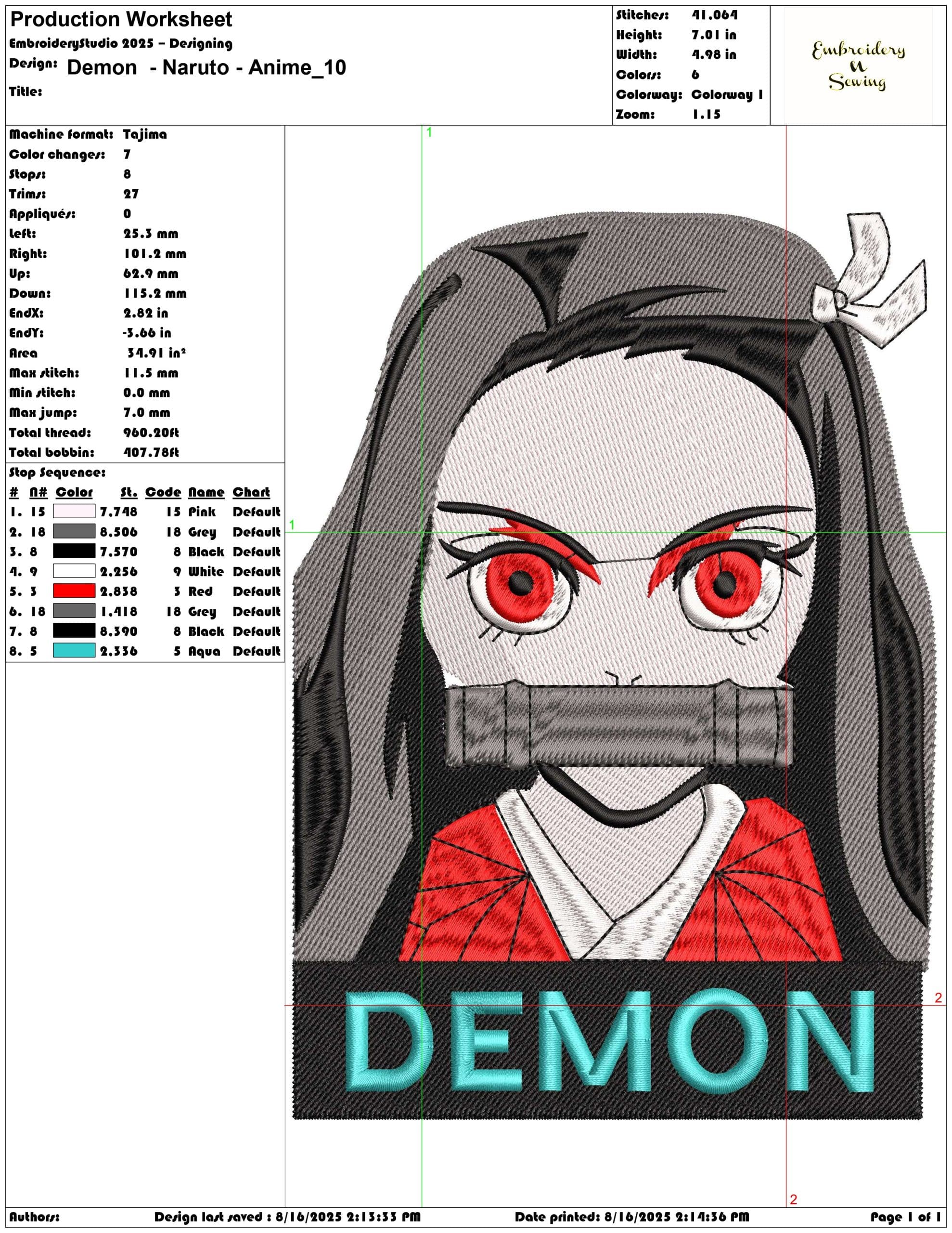 Demon  - Naruto - Anime-Elegant embroidery design file - instant download — view 3