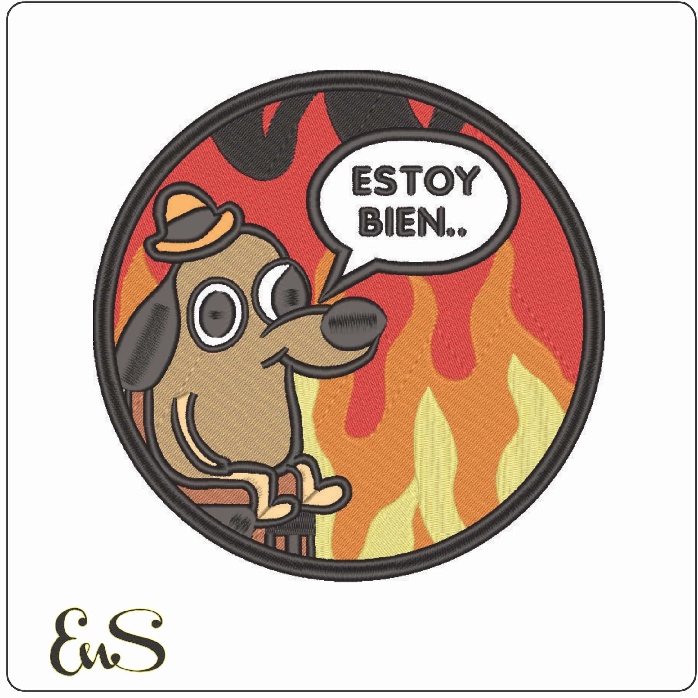 Dog in Hell - Estoy Bein-Elegant embroidery design file - instant download