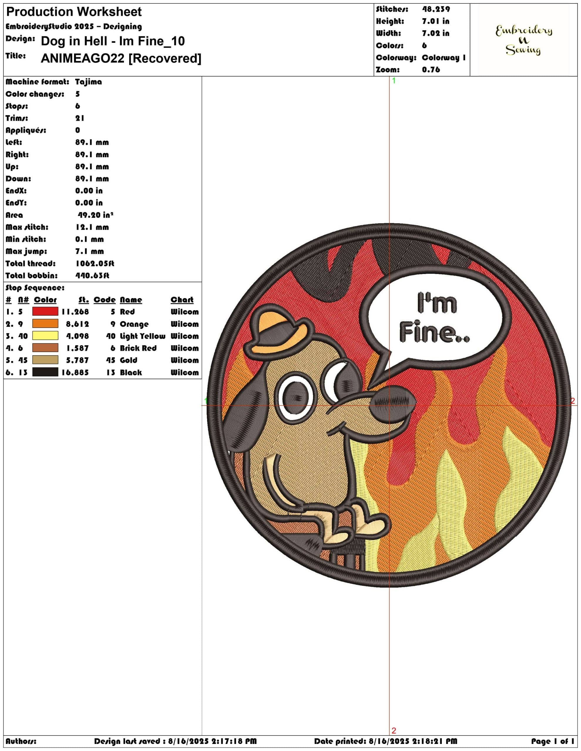 Dog in Hell - Im Fine-Elegant embroidery design file - instant download — view 3