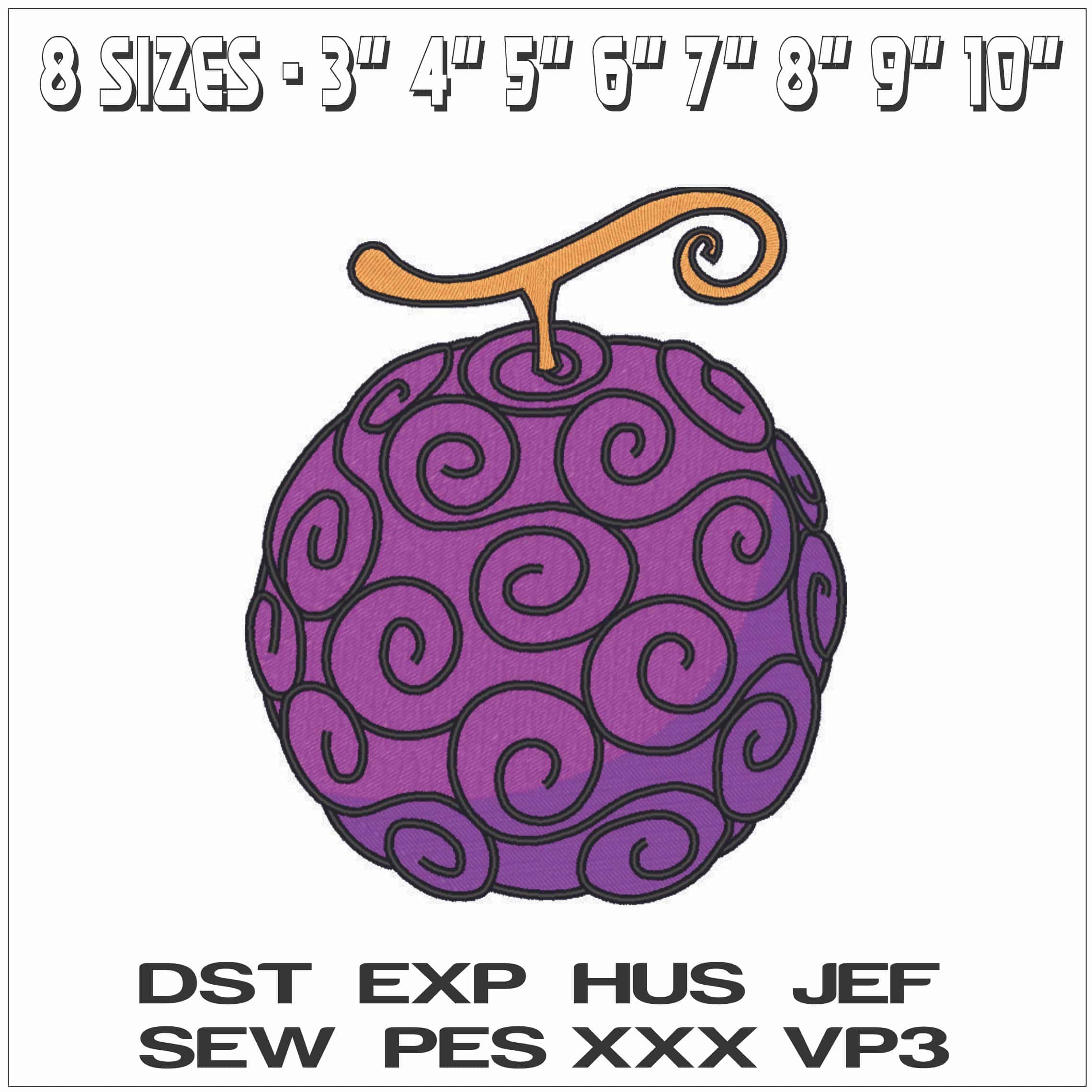Devil Fruit Gomu Gomu no Mi - One Piece - Anime-Elegant embroidery design file - instant download — view 2