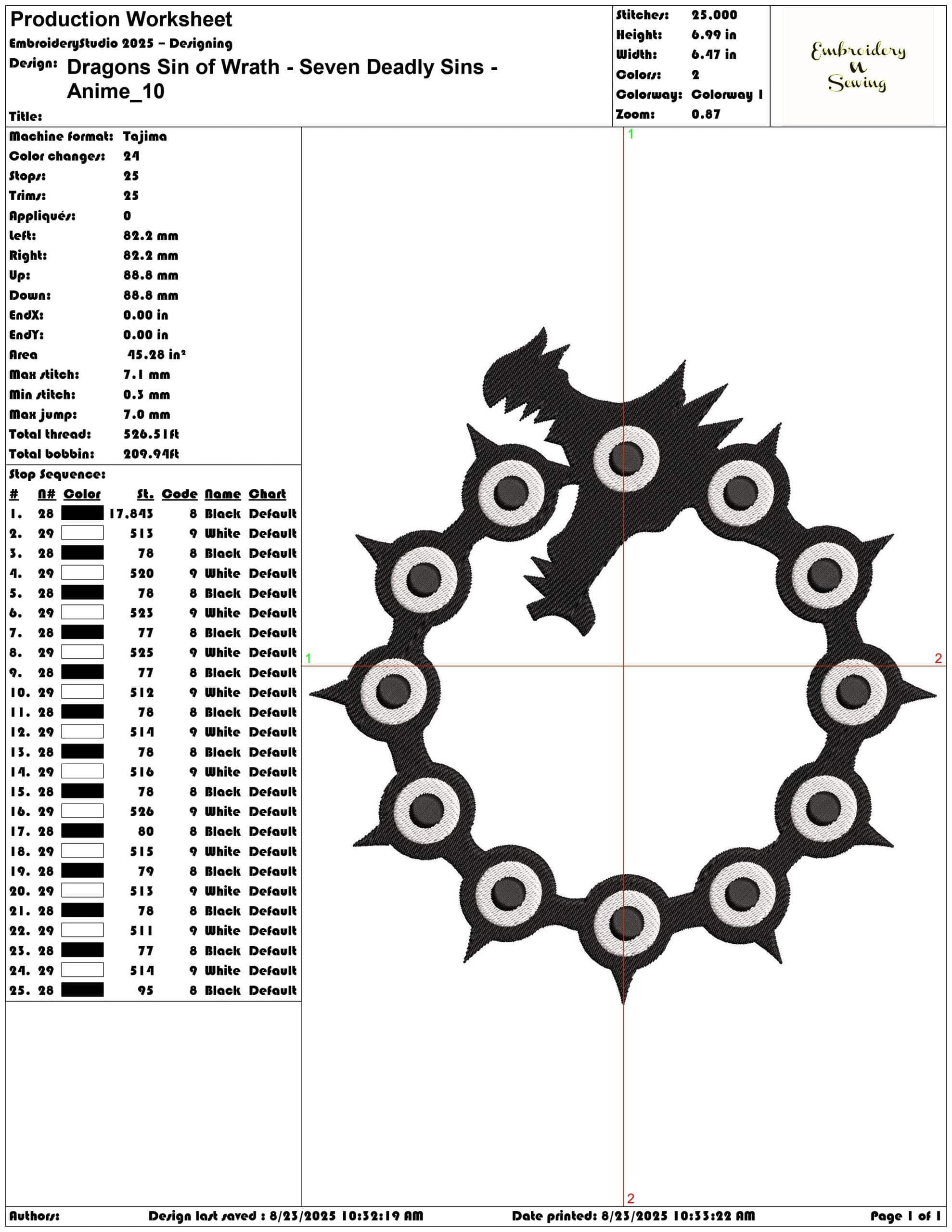 Dragons Sin of Wrath - Seven Deadly Sins - Anime-Elegant embroidery design file - instant download — view 3