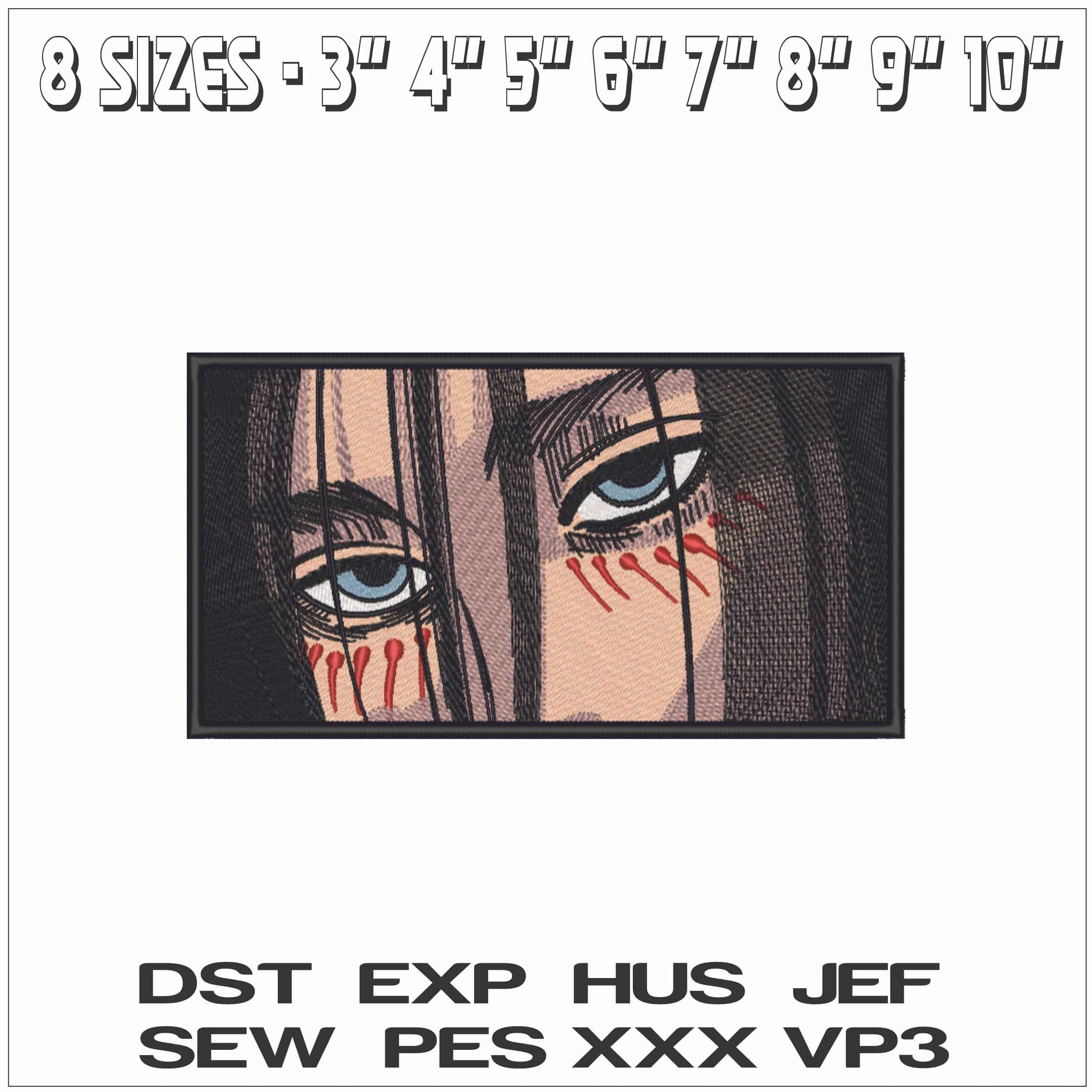 Eren Jeager Miradad eyes - Attack on Titan - Anime-Elegant embroidery design file - instant download (Copy) — view 2