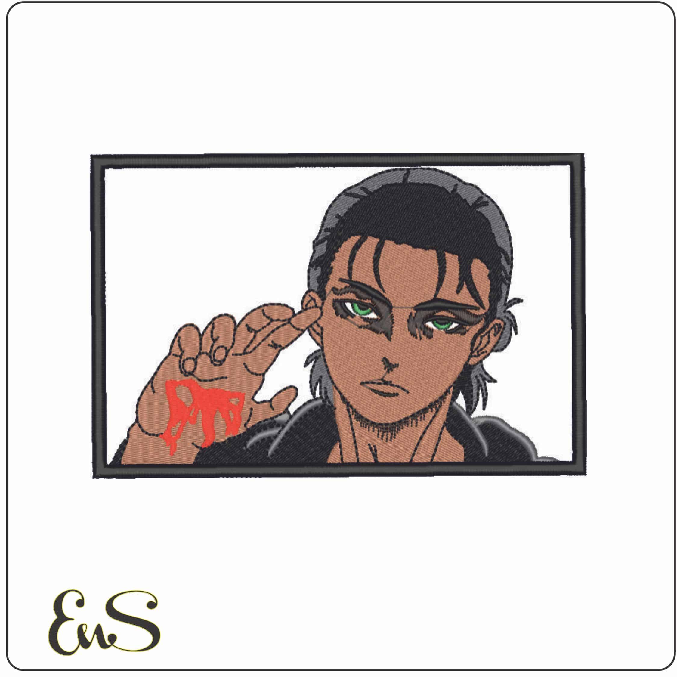 Eren Mano Sangrada - Attack on Titan Line art - Anime-Elegant embroidery design file - instant download