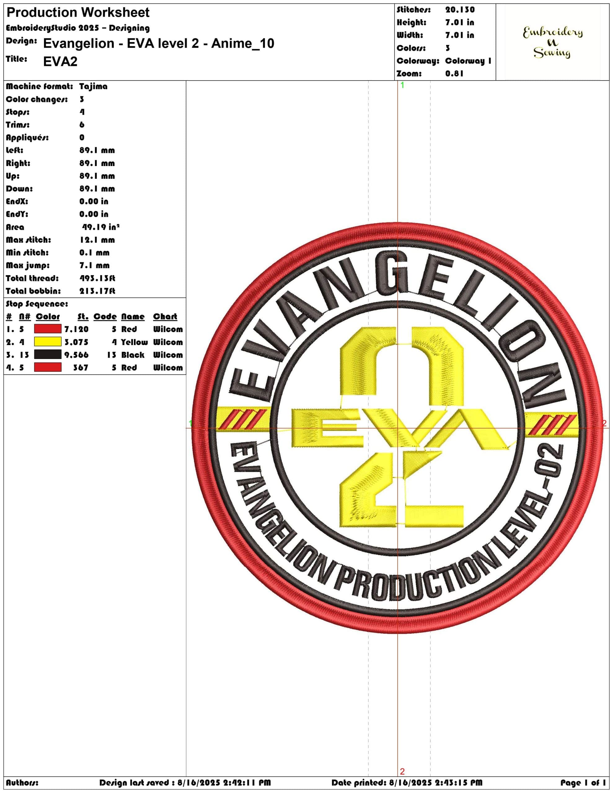 Evangelion - EVA level 2 - Anime-Elegant embroidery design file - instant download — view 3