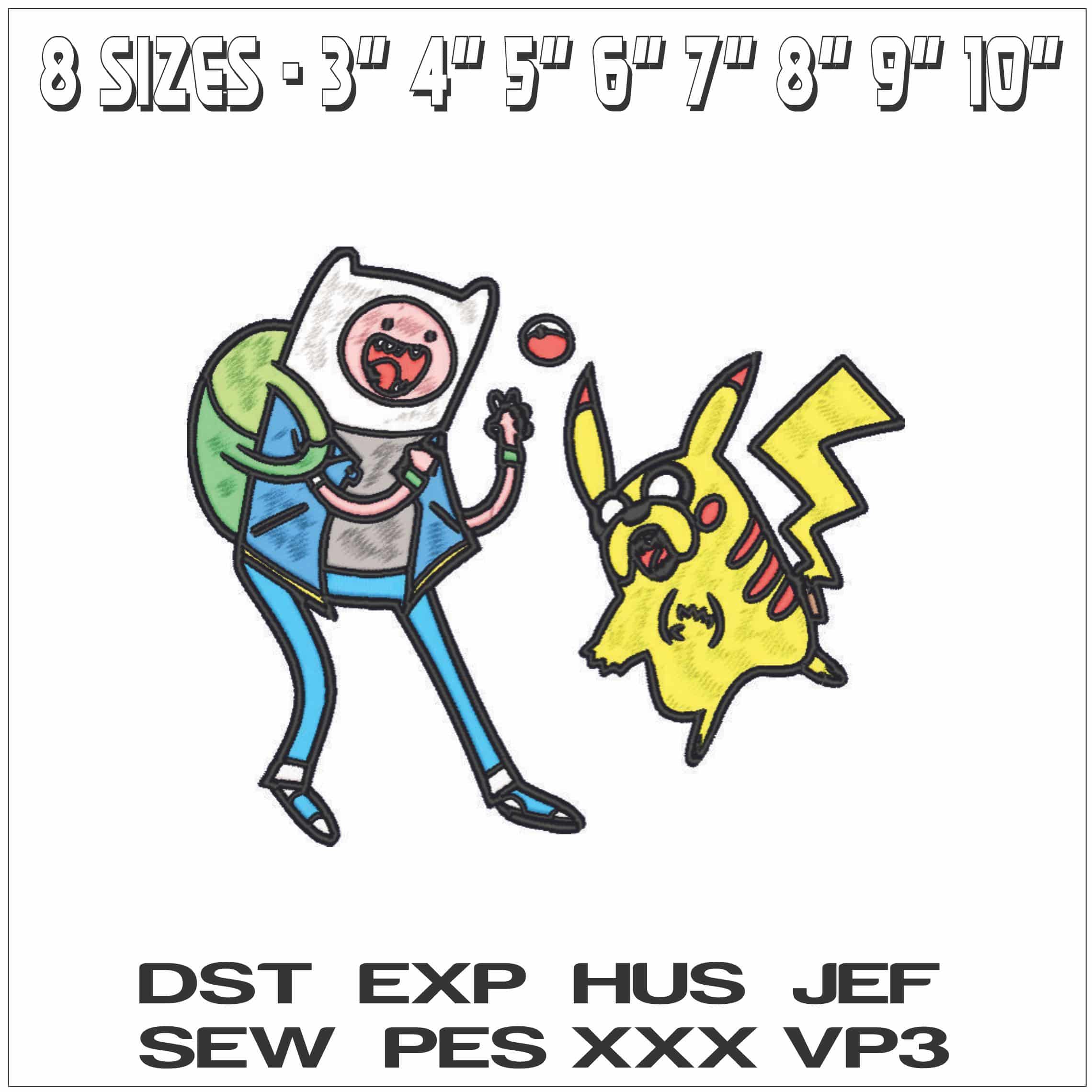 Finn and Jack Pokemon Art - Anime-Elegant embroidery design file - instant download — view 2