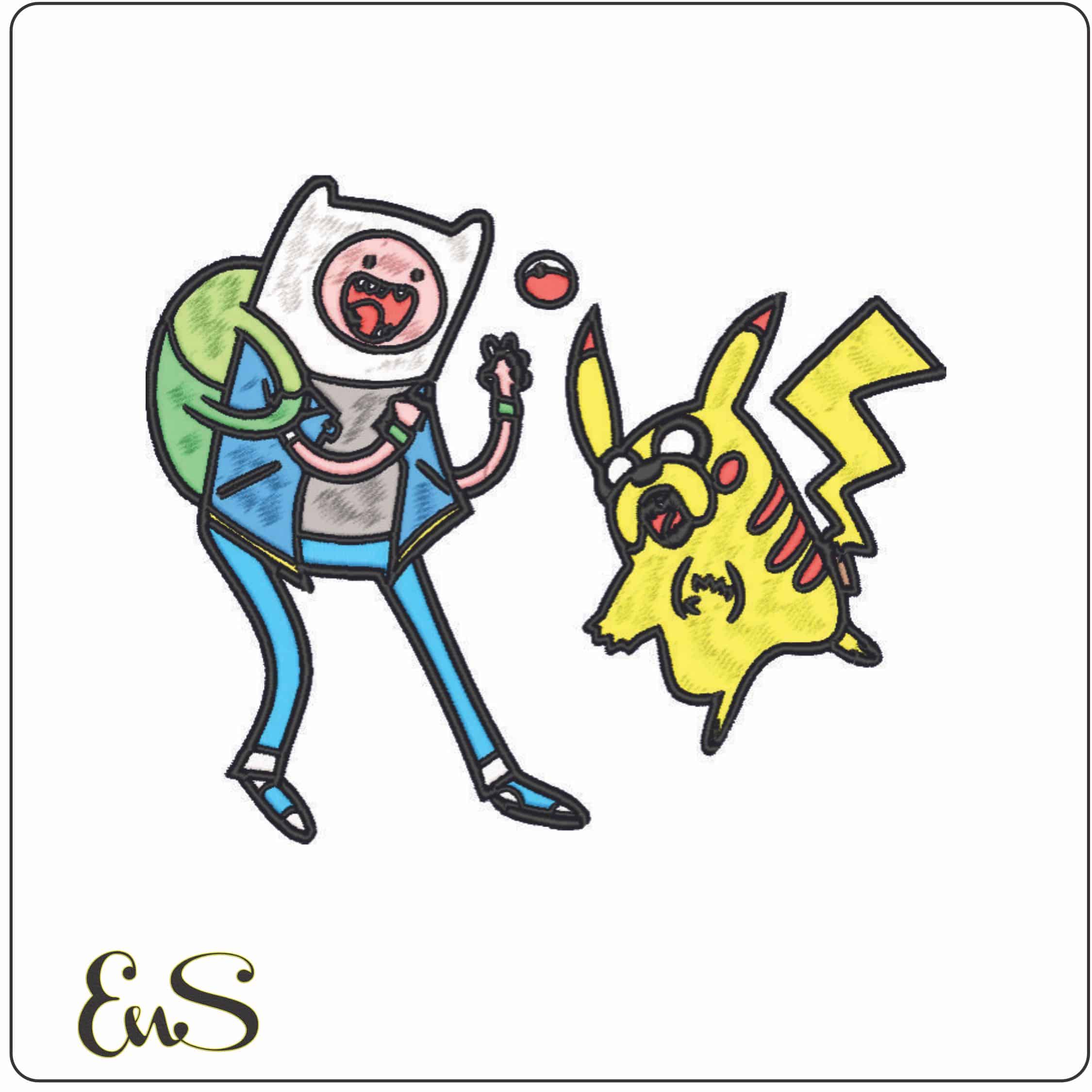 Finn and Jack Pokemon Art - Anime-Elegant embroidery design file - instant download
