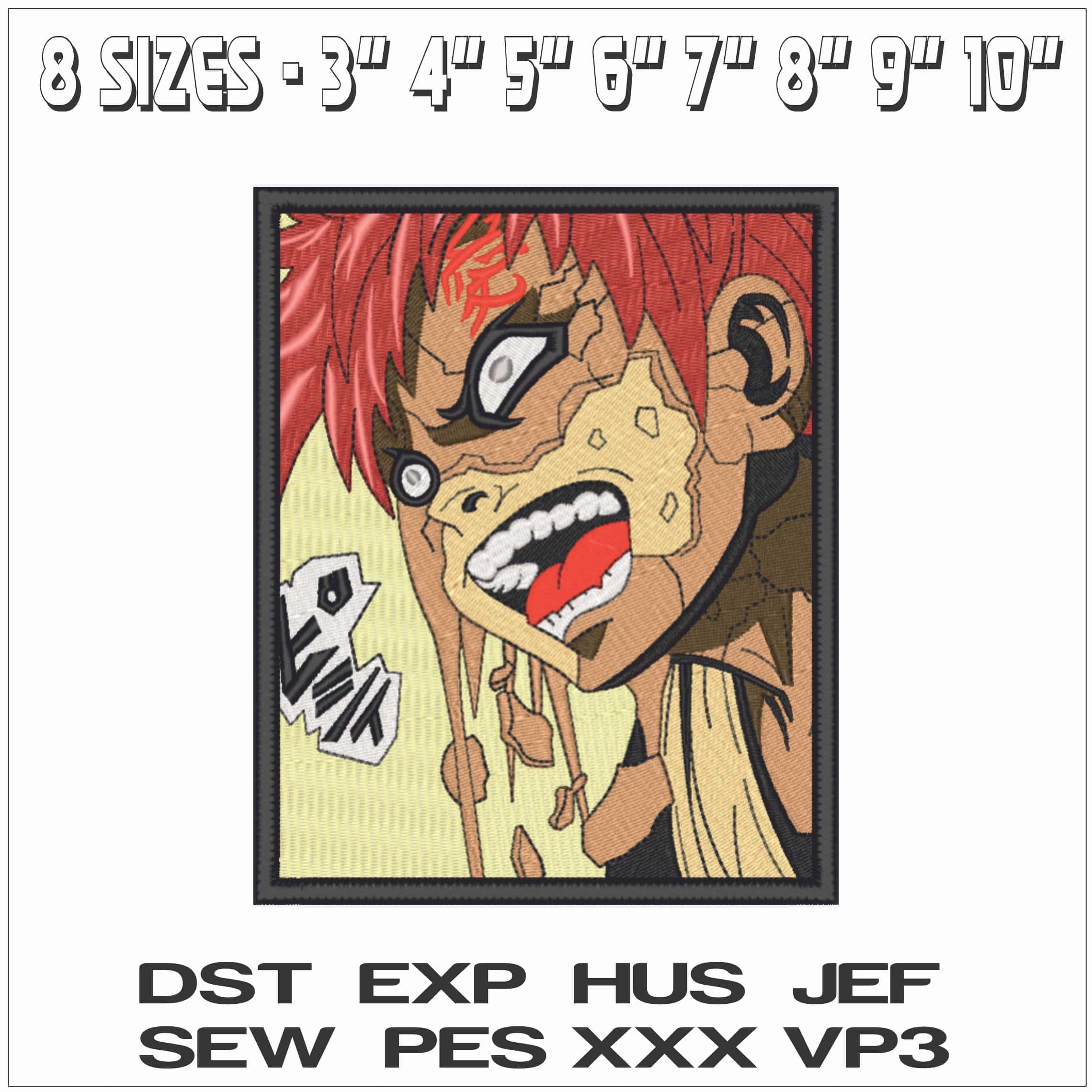 Gaara Cara De Arena - Naruto - Anime-Elegant embroidery design file - instant download — view 2