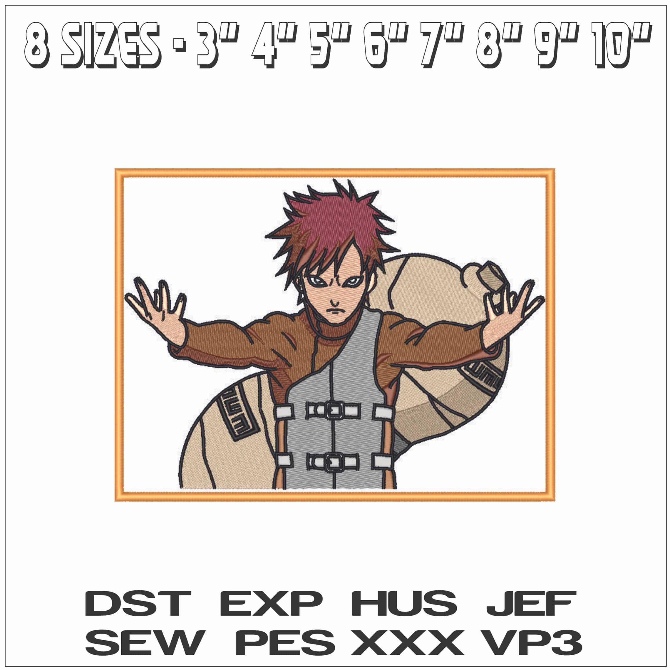 Gaara Complete - Naruto - Anime-Elegant embroidery design file - instant download — view 2