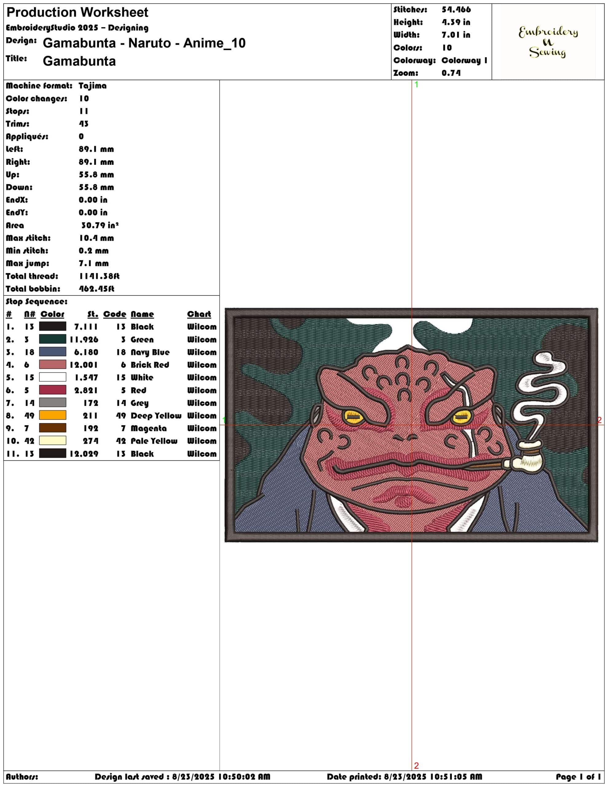 Gamabunta - Naruto - Anime-Elegant embroidery design file - instant download — view 3