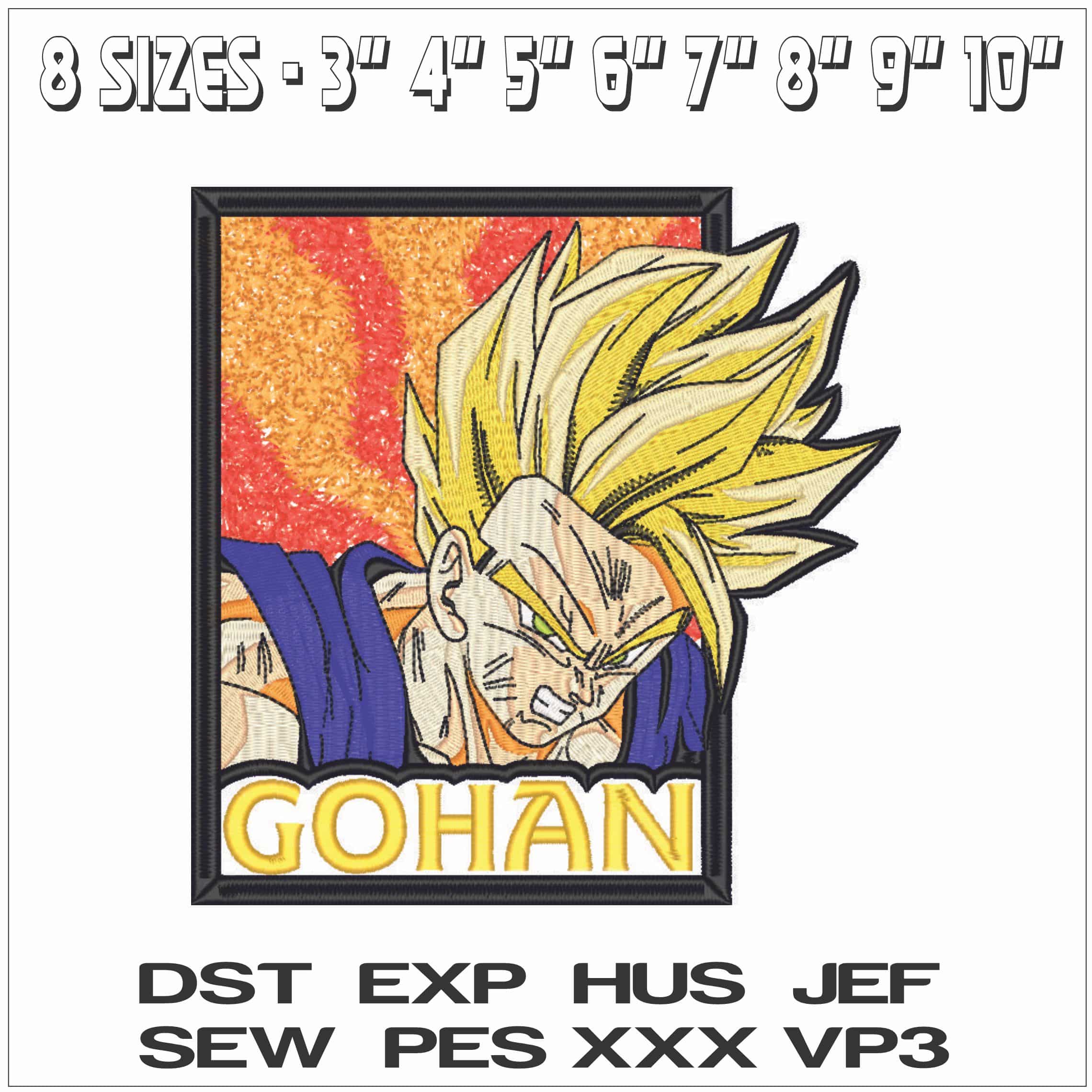 Gohan Frame - Anime-Elegant embroidery design file - instant download — view 2