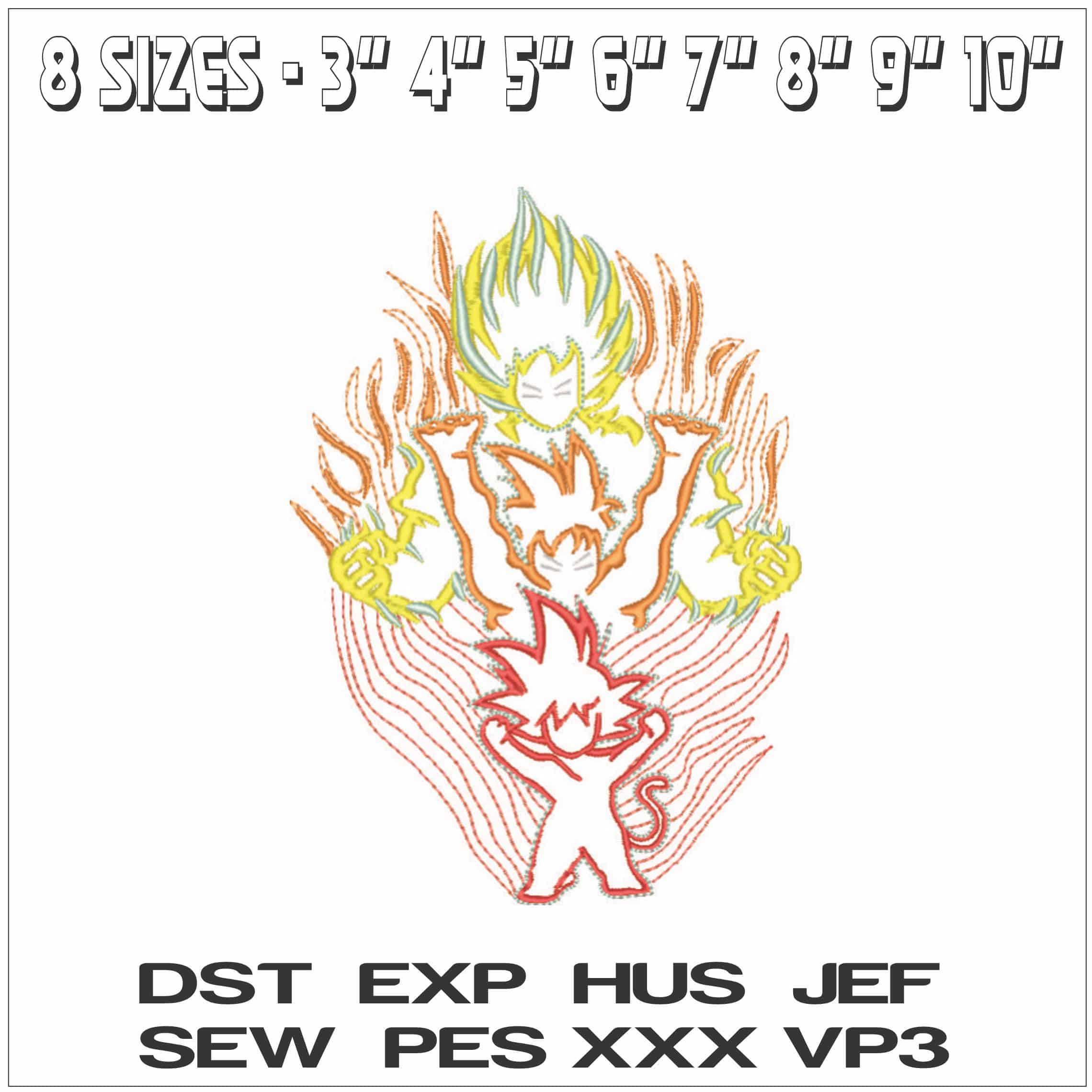 Goku 3 stylised - Dragon Ball - Anime-Elegant embroidery design file - instant download — view 2