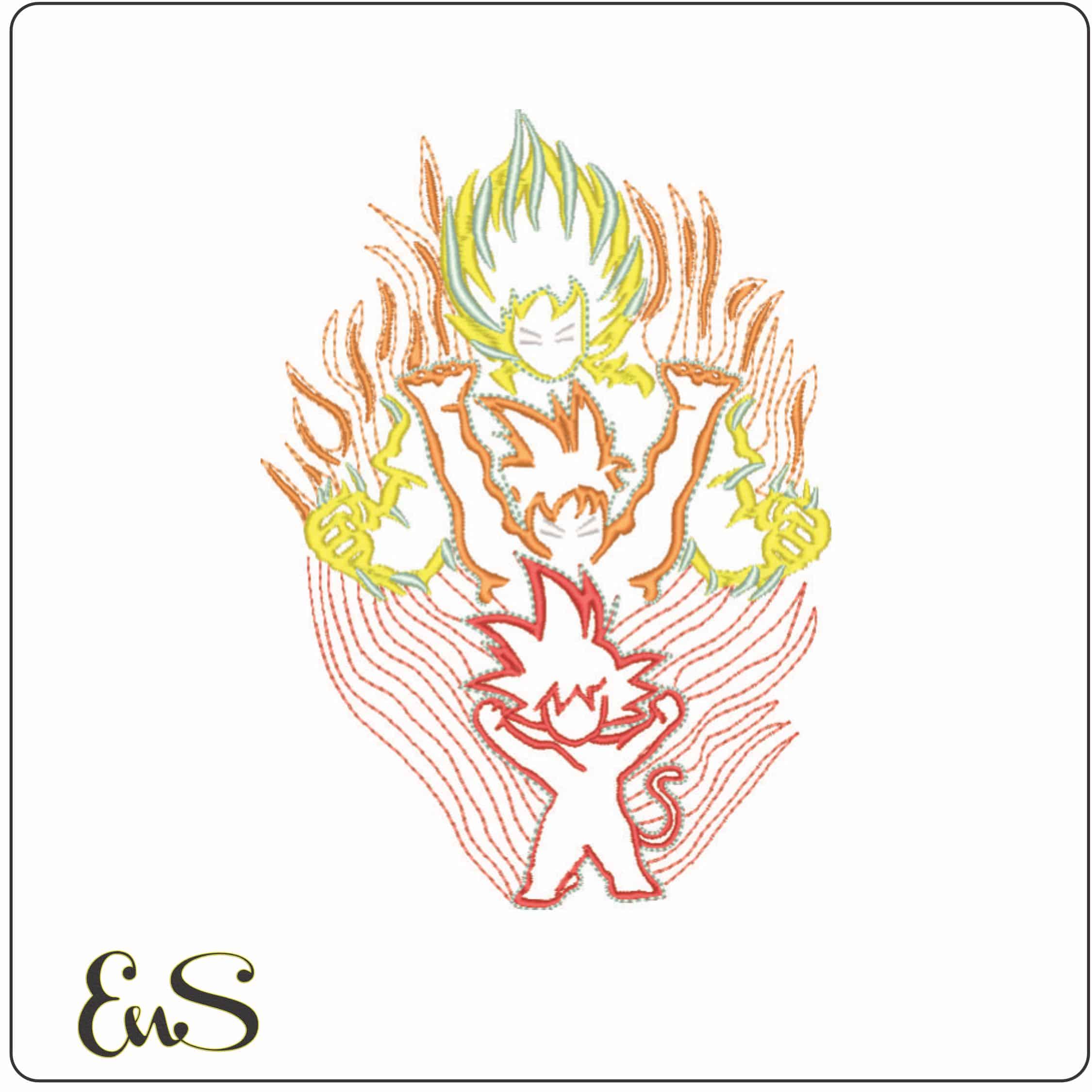 Goku 3 stylised - Dragon Ball - Anime-Elegant embroidery design file - instant download