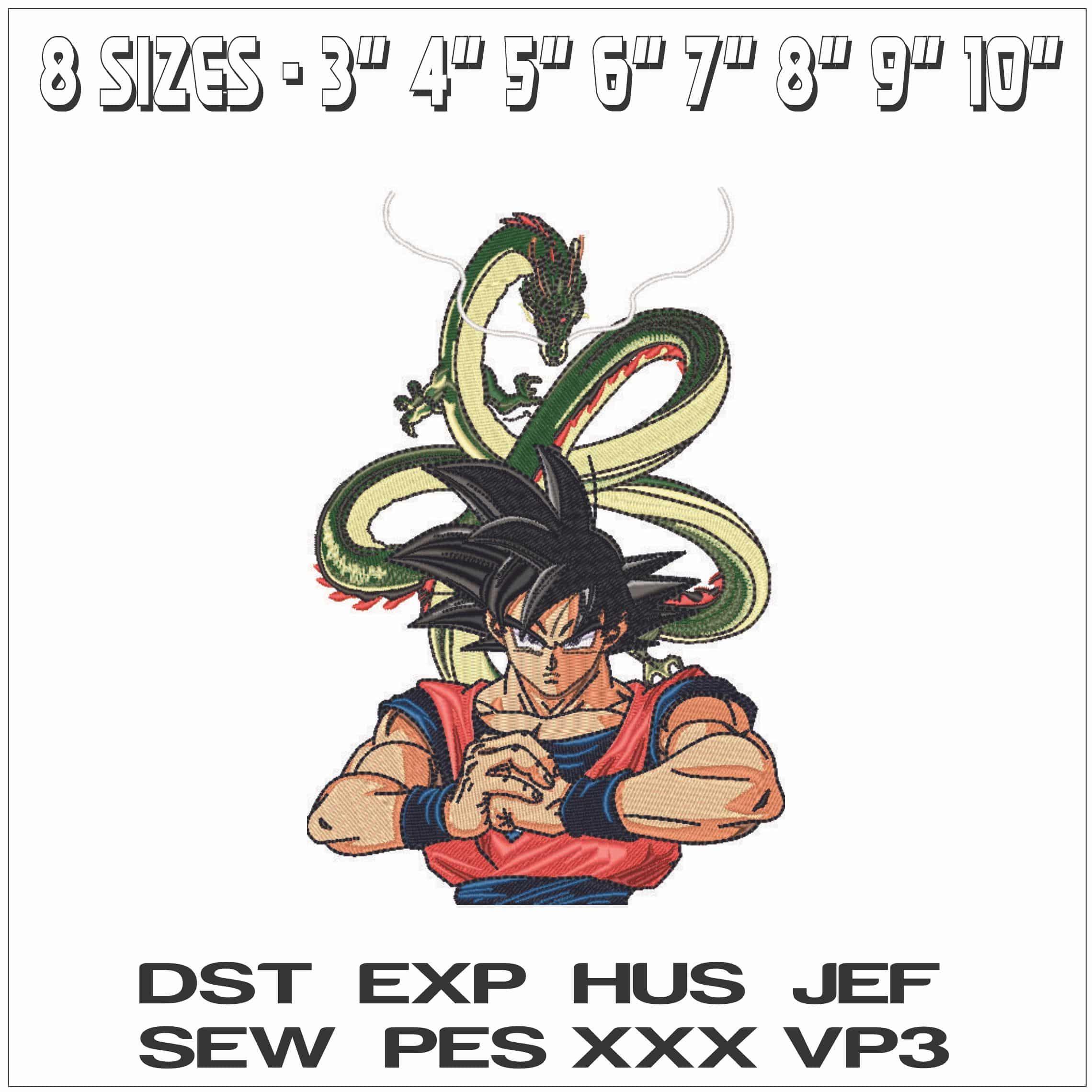 Goku and Dragon - Dragon Ball - Anime-Elegant embroidery design file - instant download — view 2
