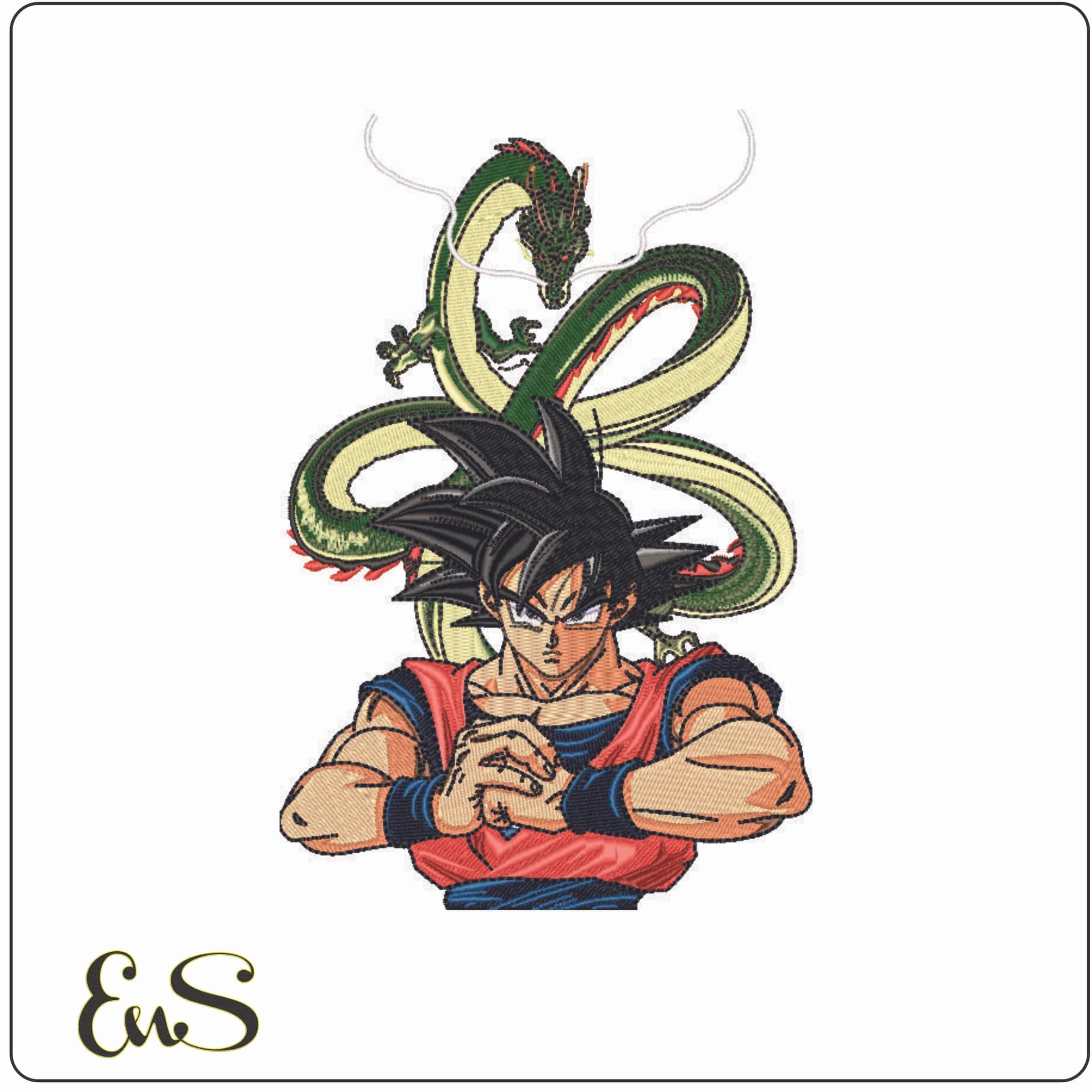 Goku and Dragon - Dragon Ball - Anime-Elegant embroidery design file - instant download