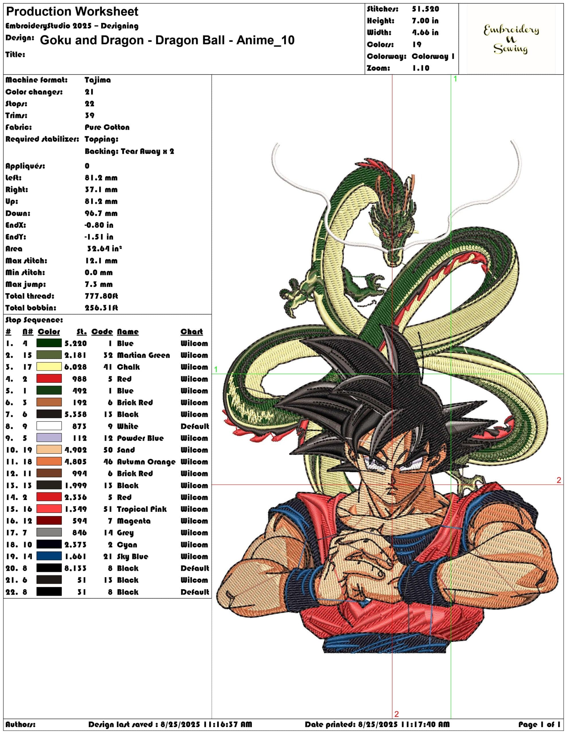 Goku and Dragon - Dragon Ball - Anime-Elegant embroidery design file - instant download — view 3