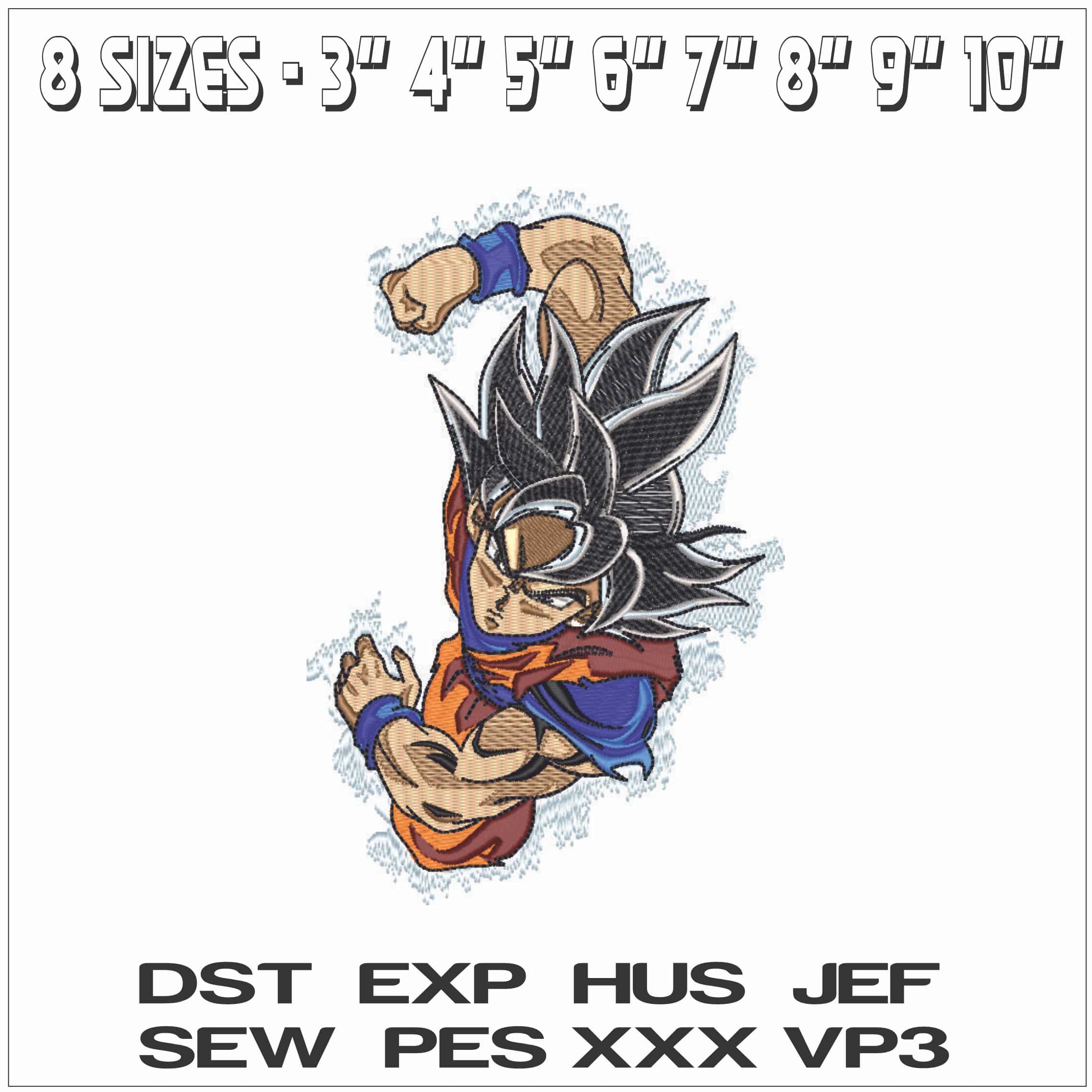 Goku Attacking punch - Dragon Ball - Anime-Elegant embroidery design file - instant download — view 2