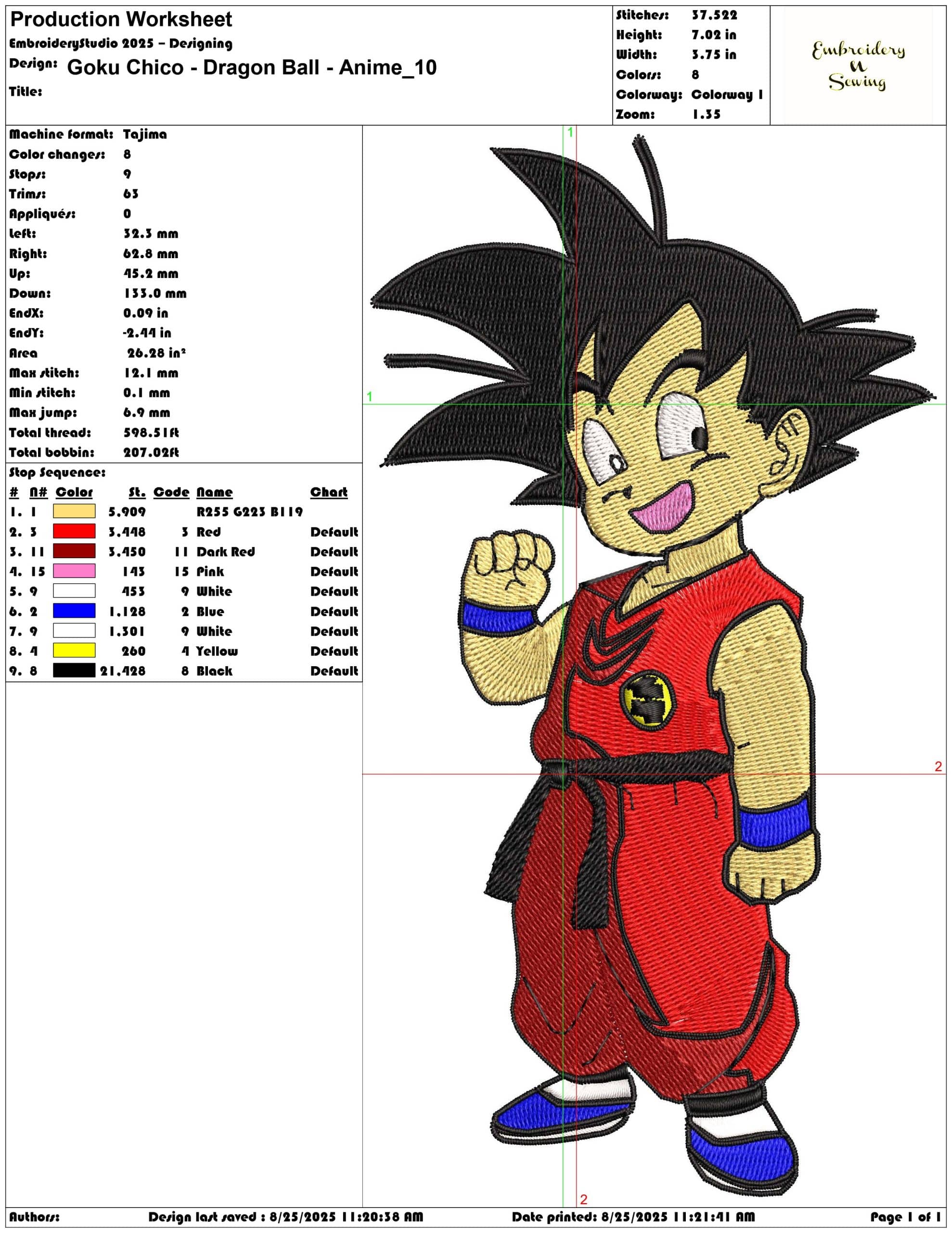 Goku Chico - Dragon Ball - Anime-Elegant embroidery design file - instant download — view 3